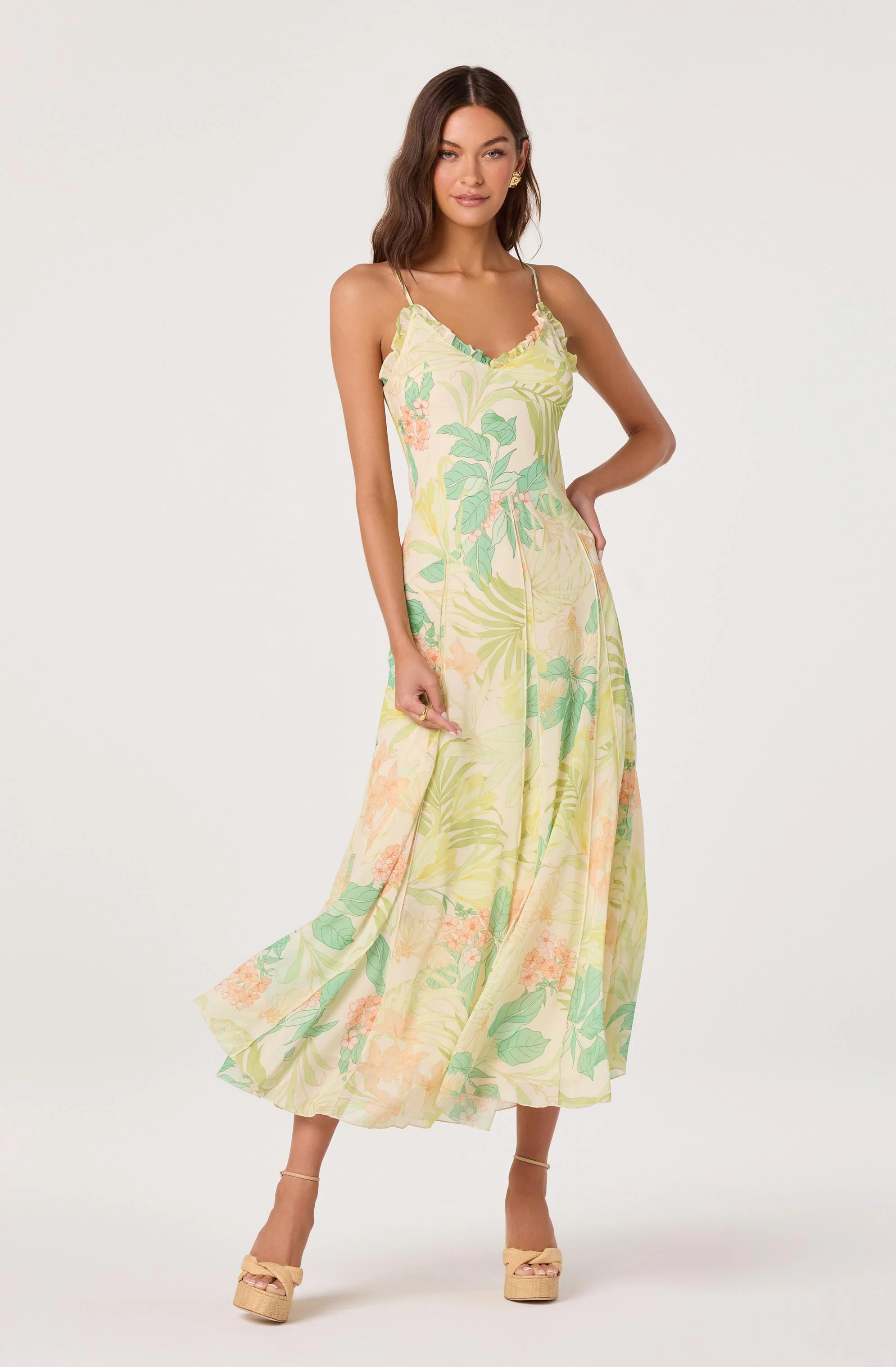 Hana Ruffle Trim Chiffon Maxi Dress - Image 2