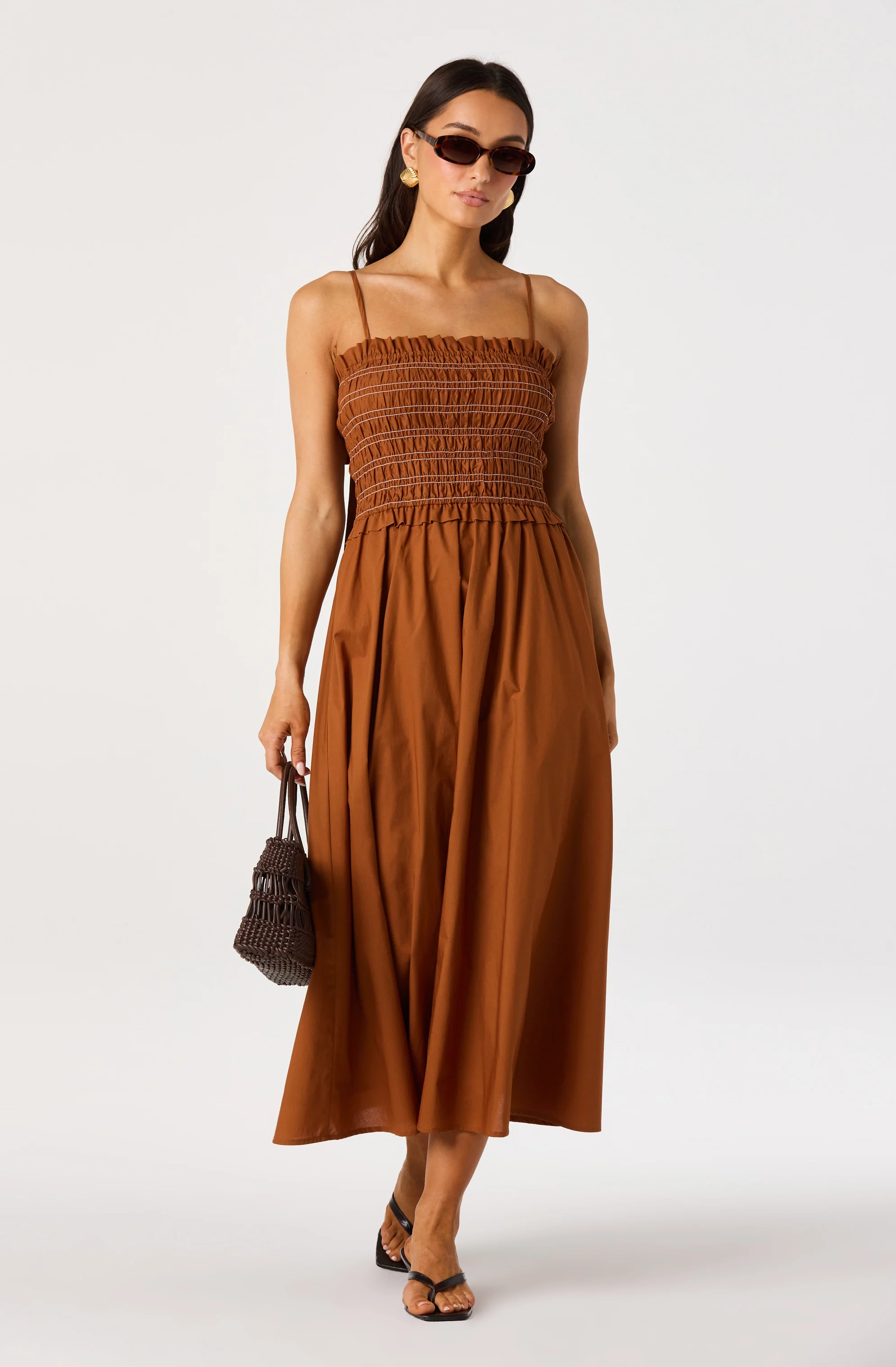 Harper Smocked A-Line Midi Dress - Image 9