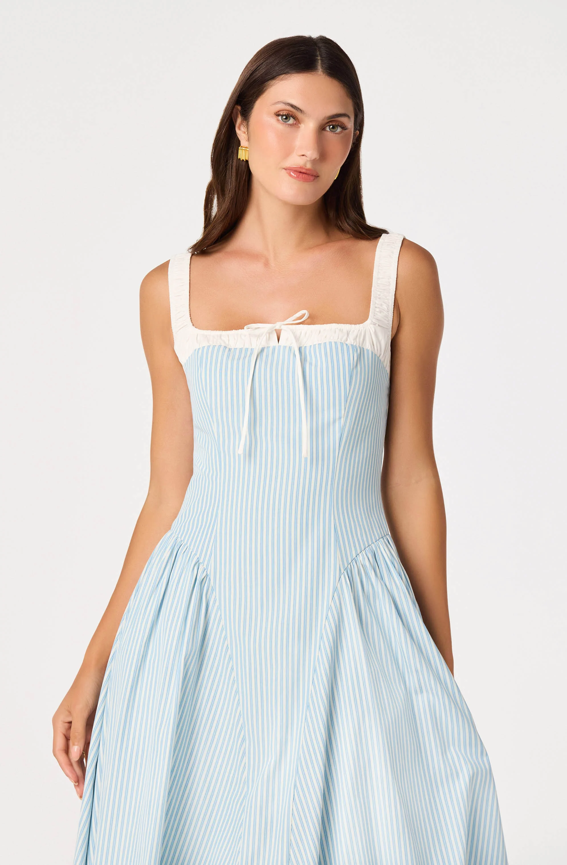 Hazel Striped Drop-Waist Midi Dress - Image 3
