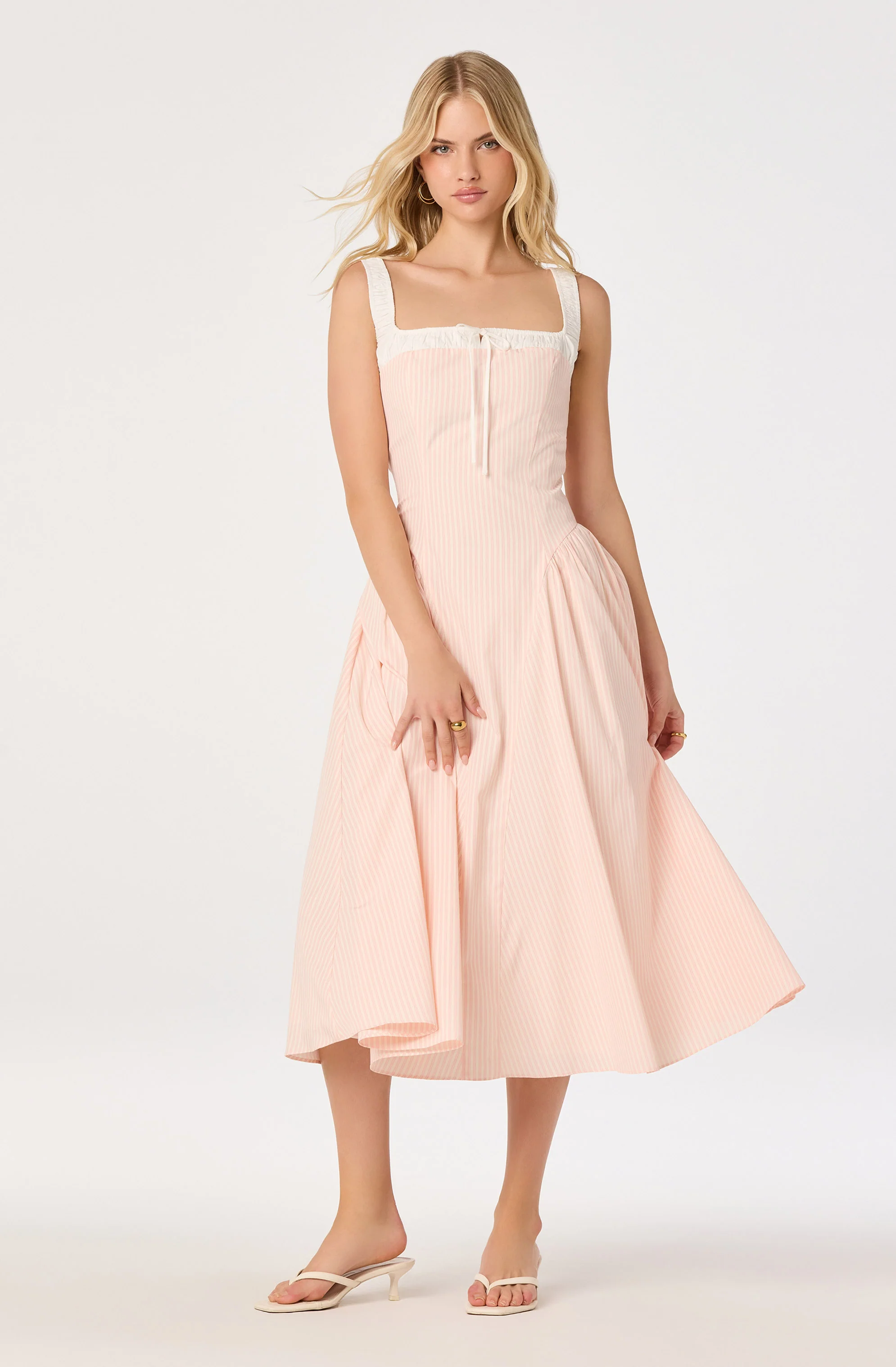 Hazel Striped Drop-Waist Midi Dress - Image 8