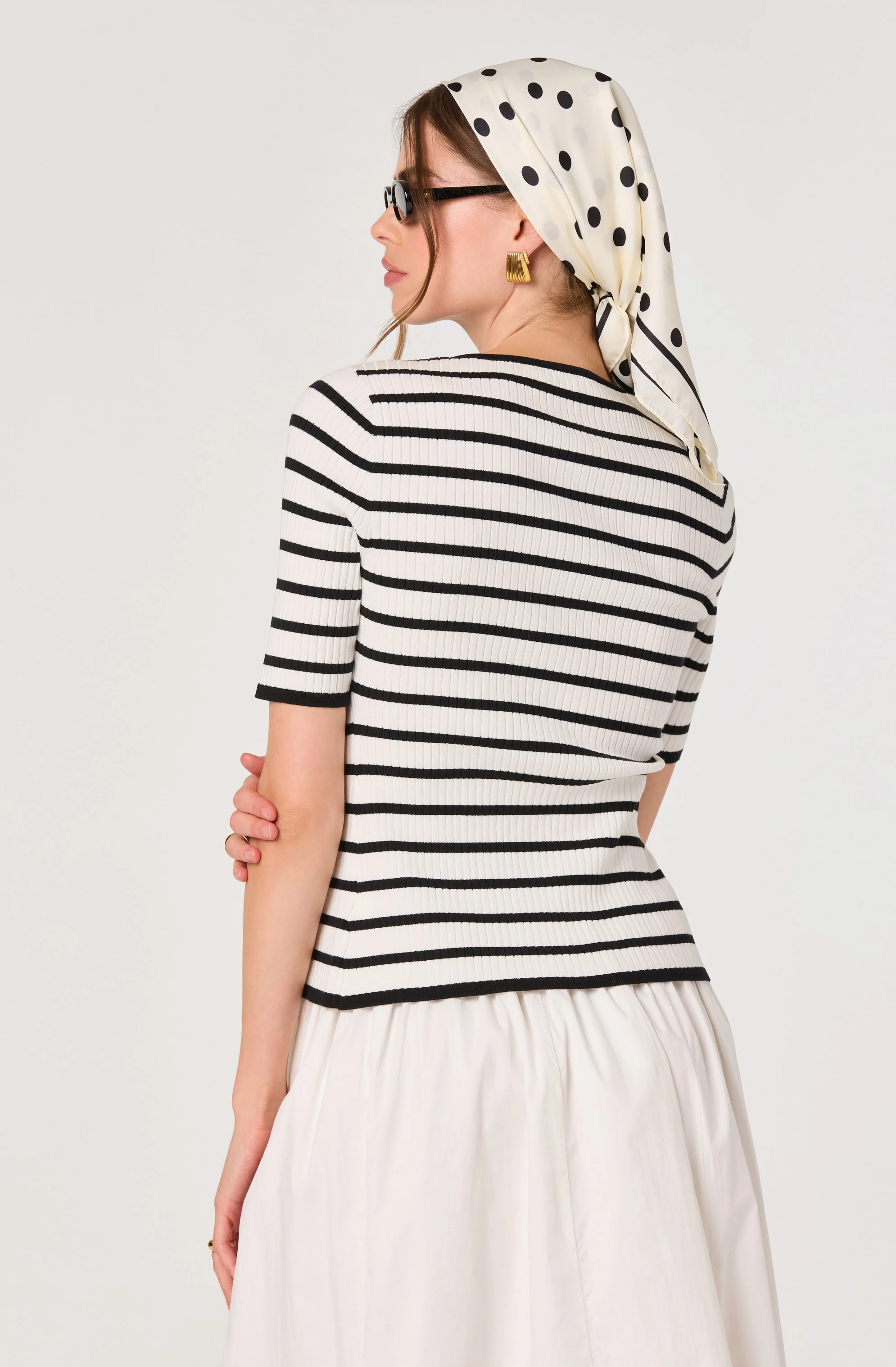 Henrie Striped Ribbed Short-Sleeve Cardigan - Image 3