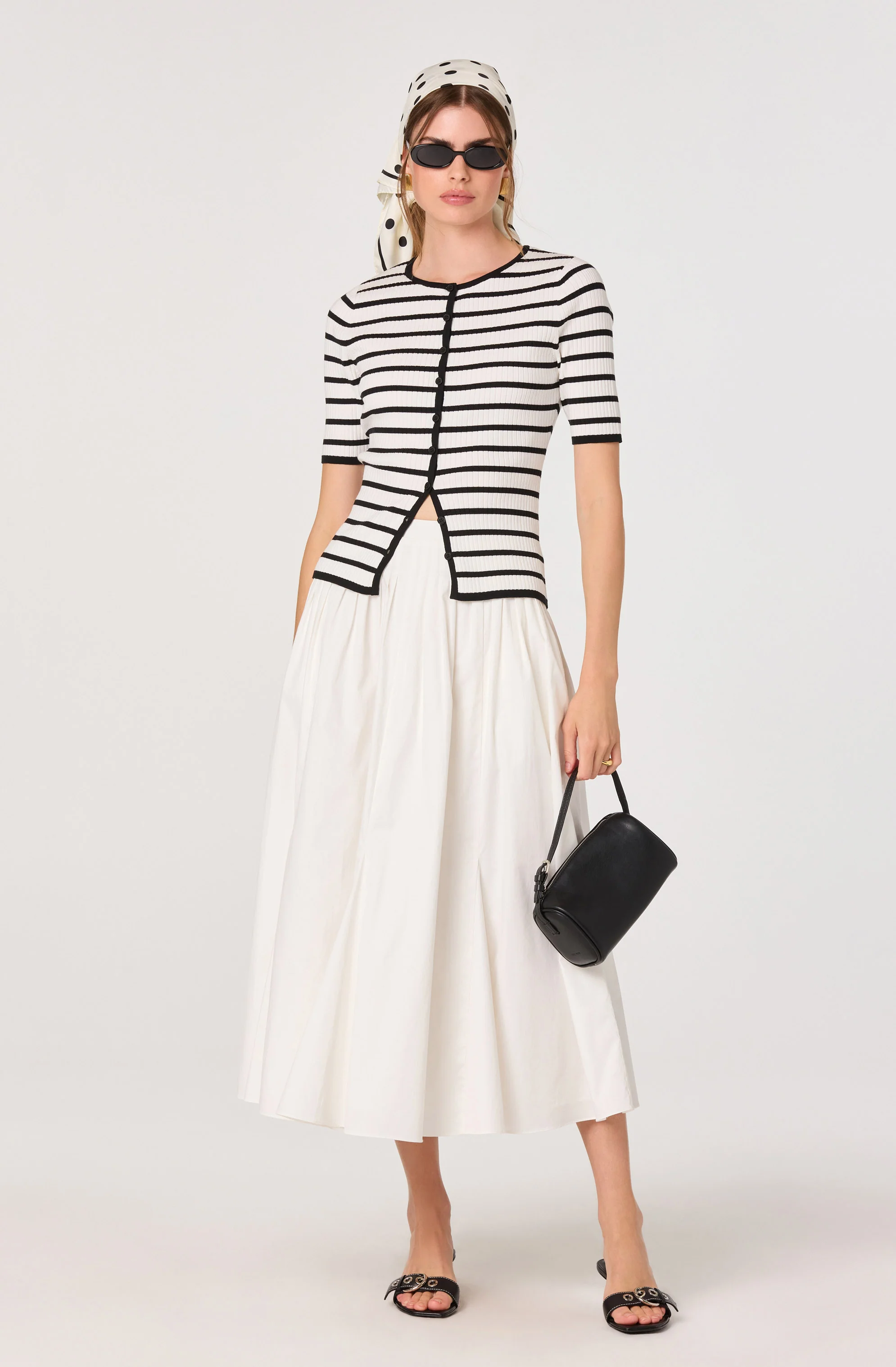 Henrie Striped Ribbed Short-Sleeve Cardigan - Image 5