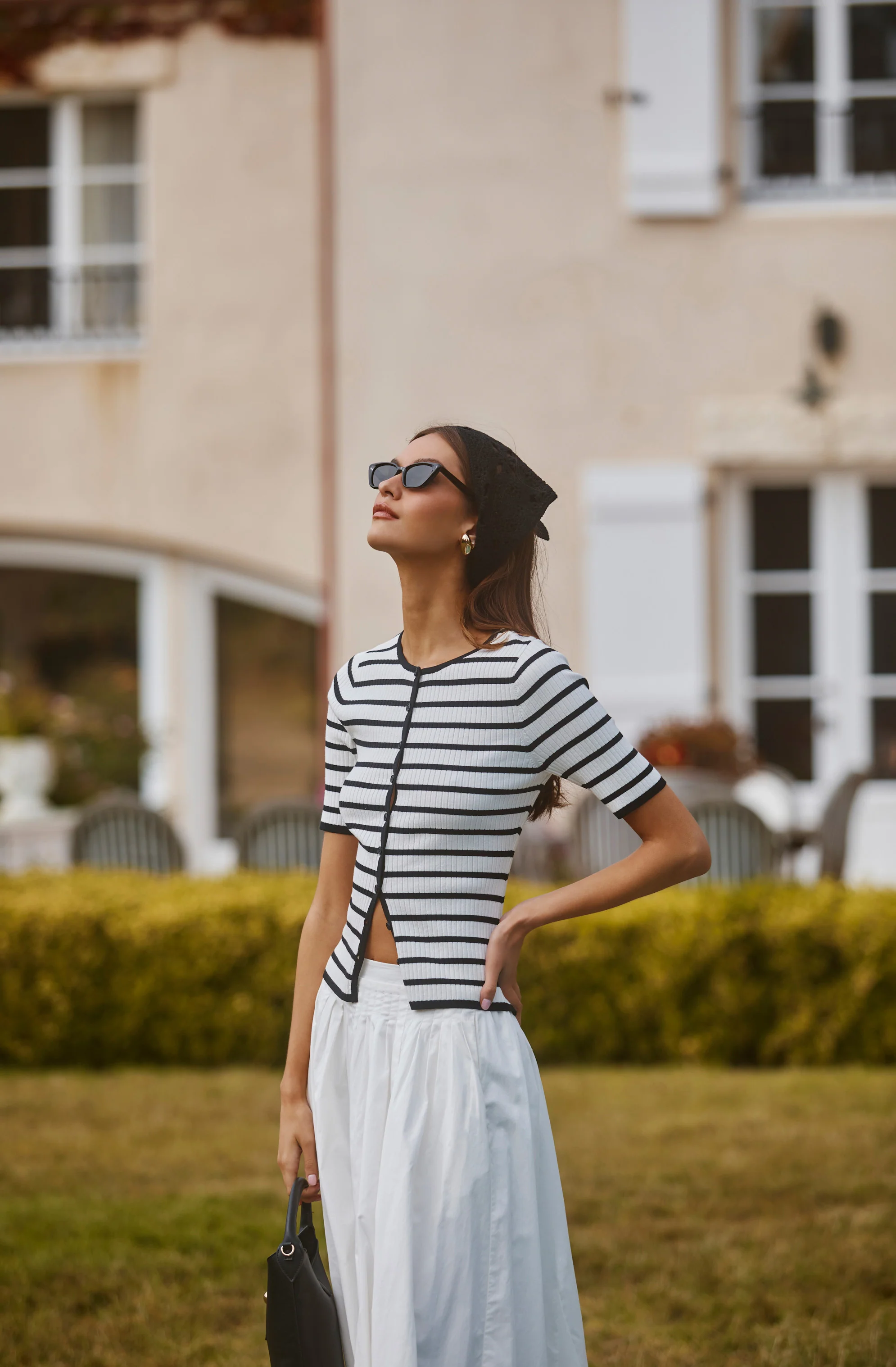 Henrie Striped Ribbed Short-Sleeve Cardigan - Image 6