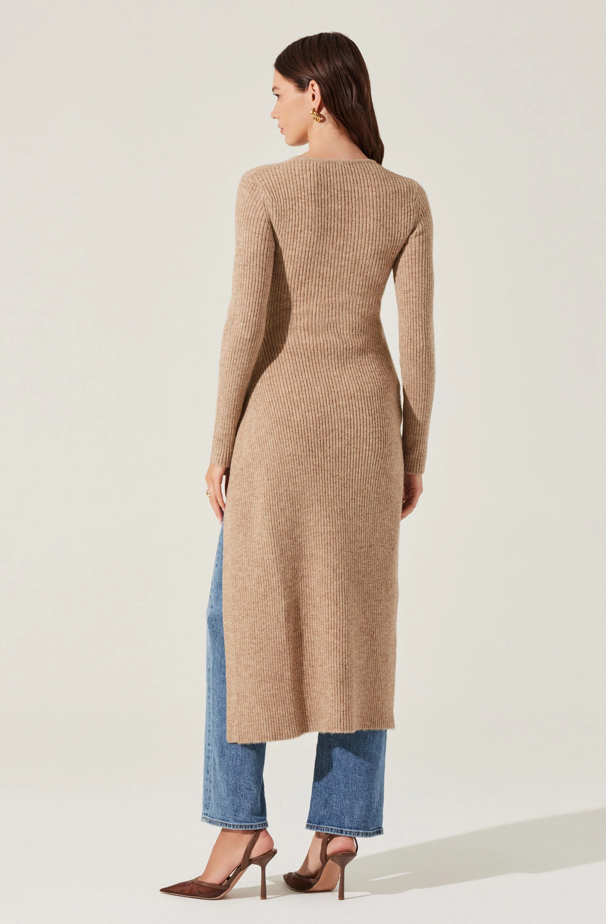 Ribbed Hi Slit Button Sweater - Image 11