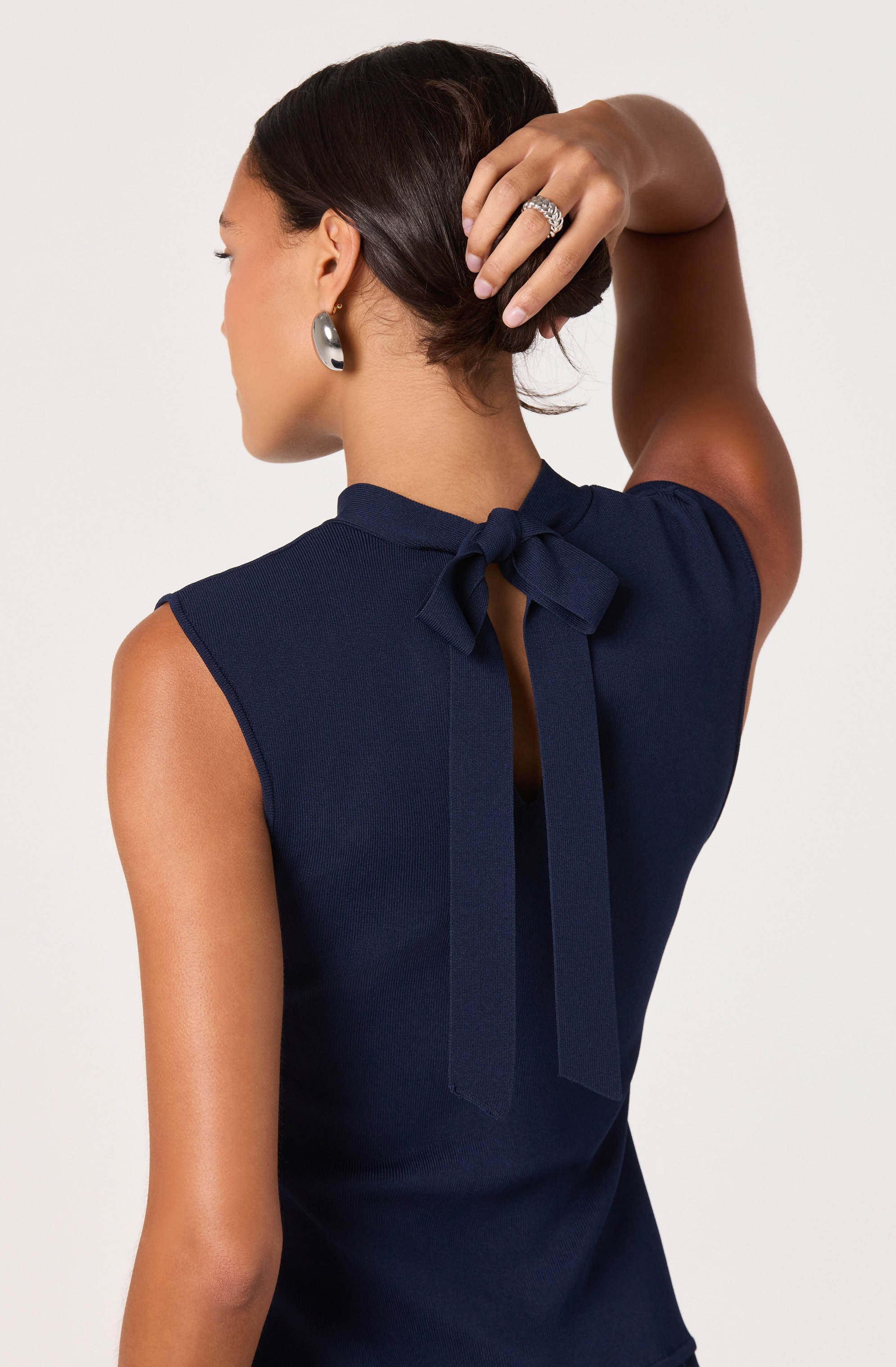 High Neck Tie-Back Midi Dress - Image 10