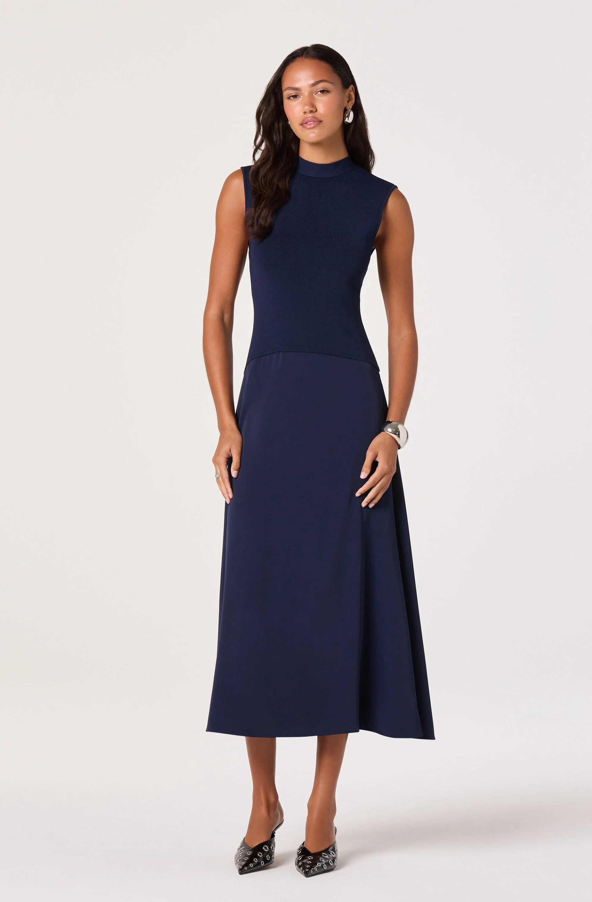 High Neck Tie-Back Midi Dress - Image 11