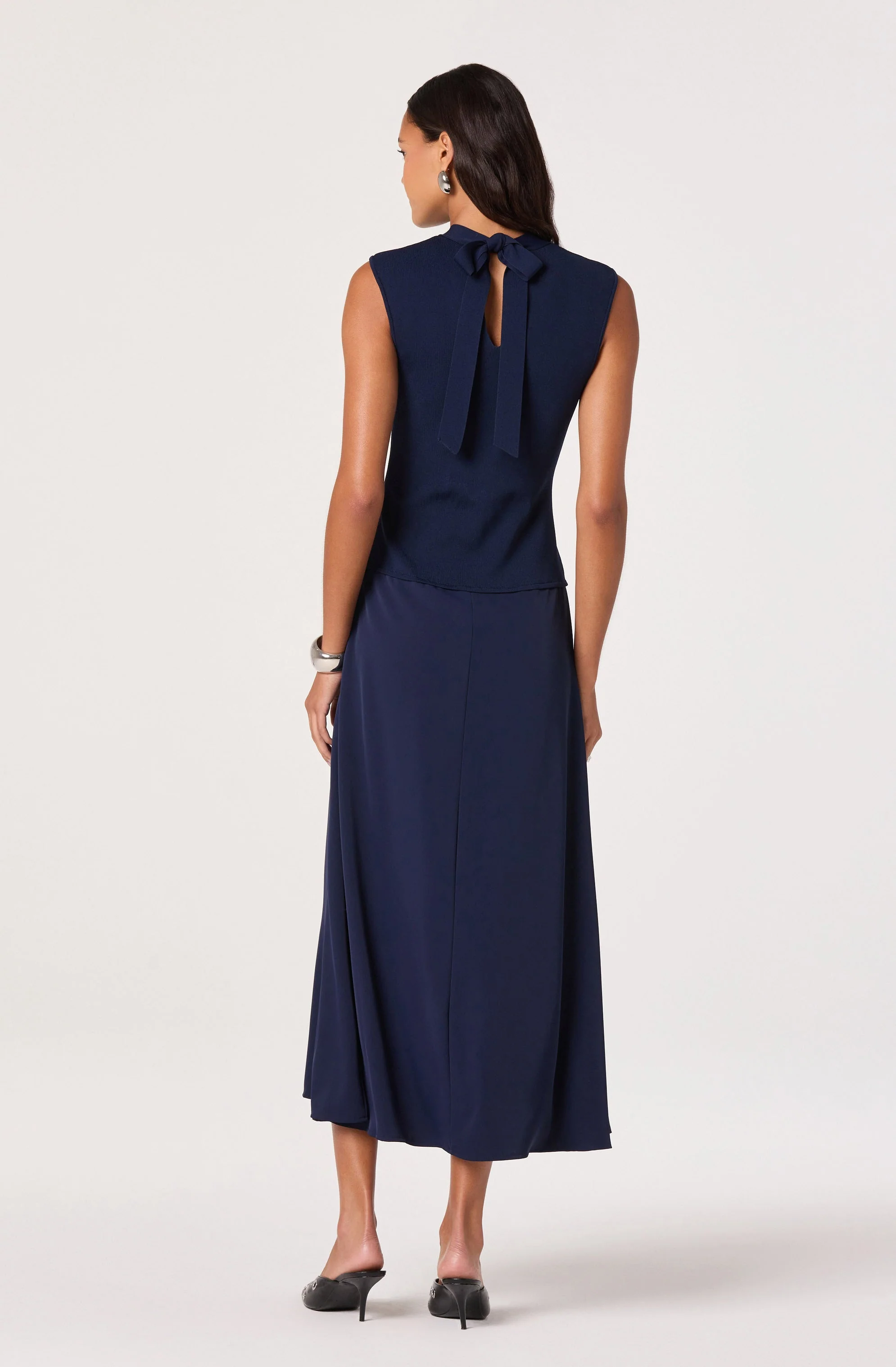 High Neck Tie-Back Midi Dress - Image 12