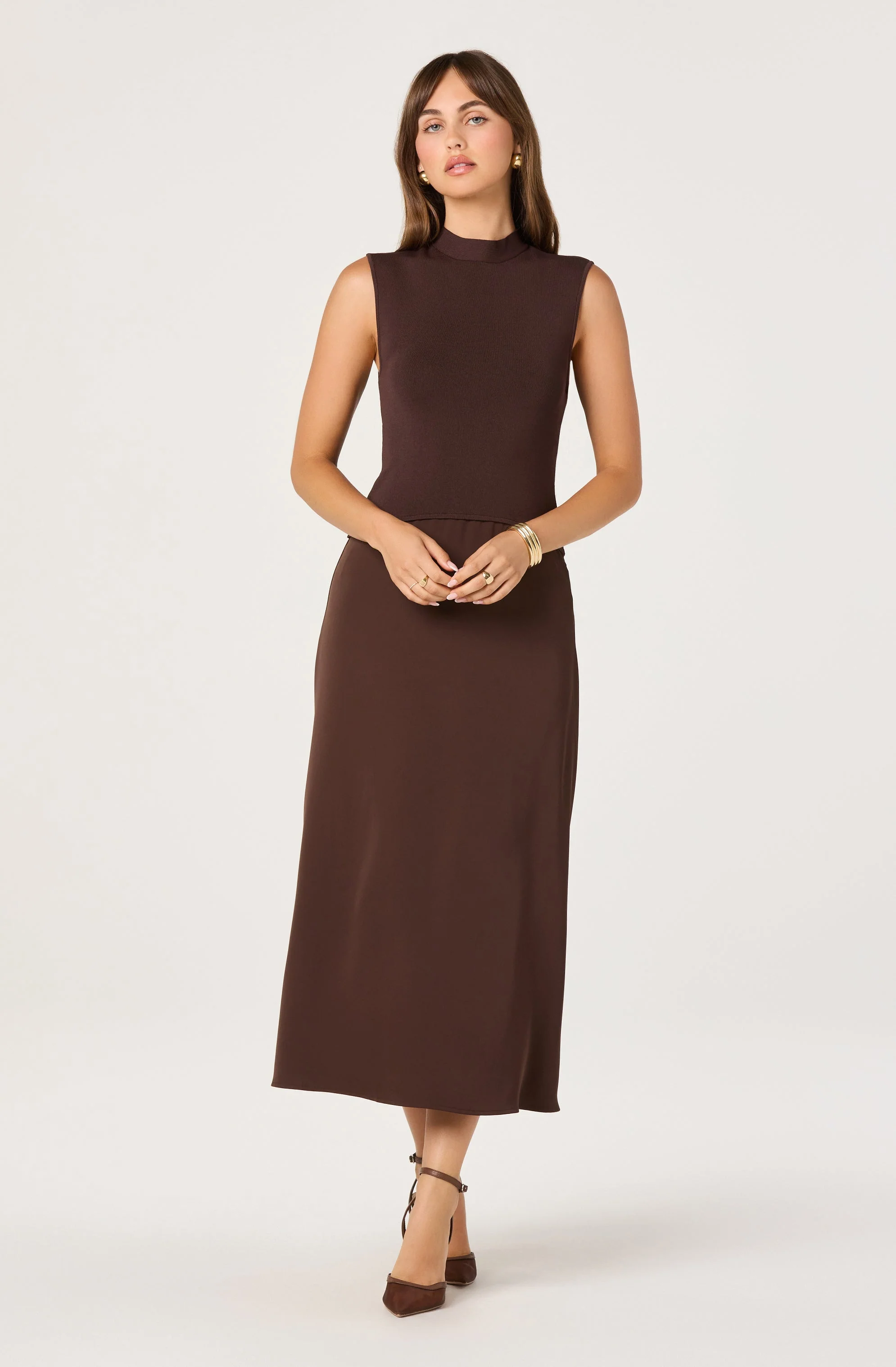High Neck Tie-Back Midi Dress - Image 2