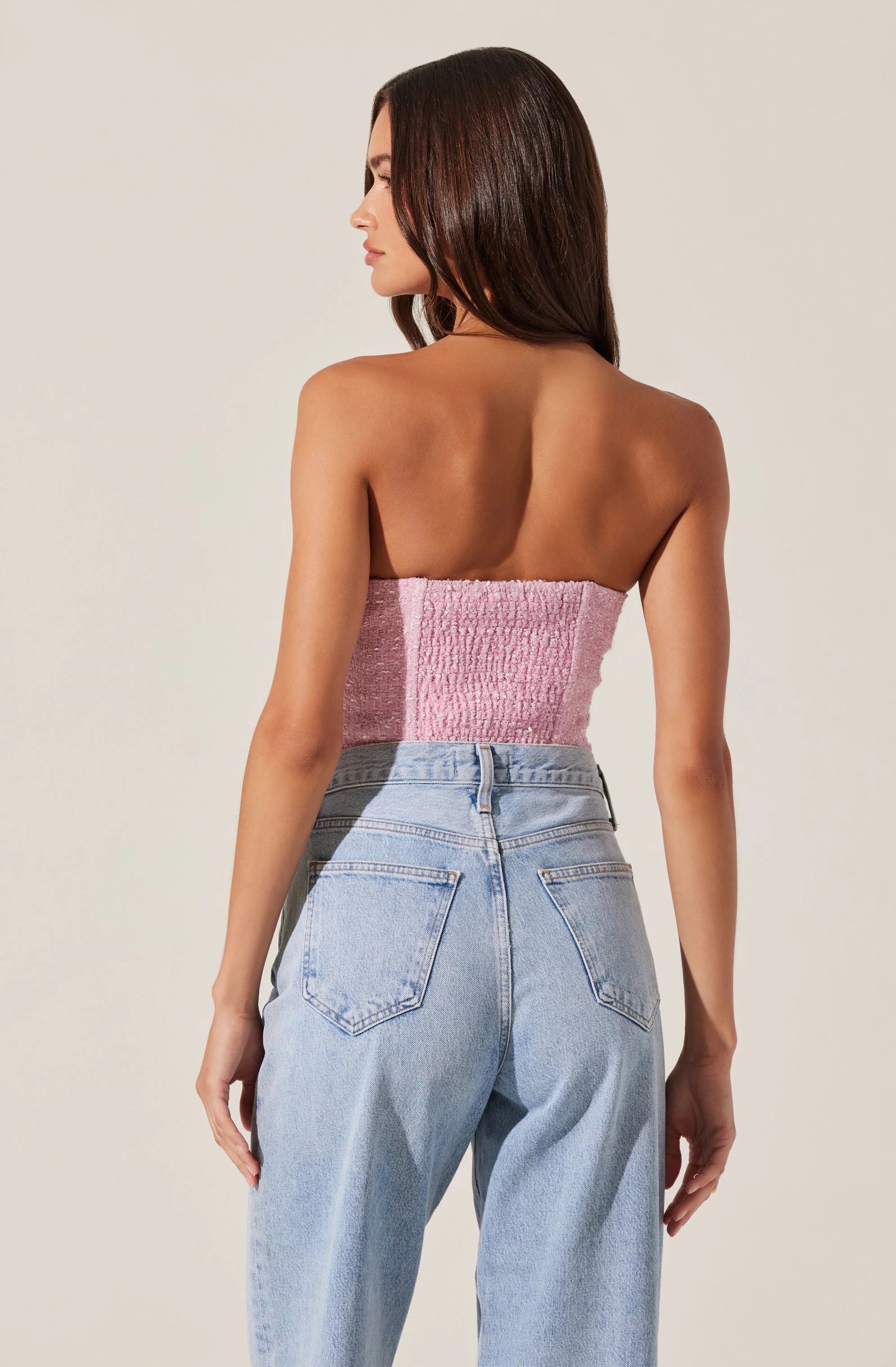 Indie Strapless Tweed Bustier Top - Image 4