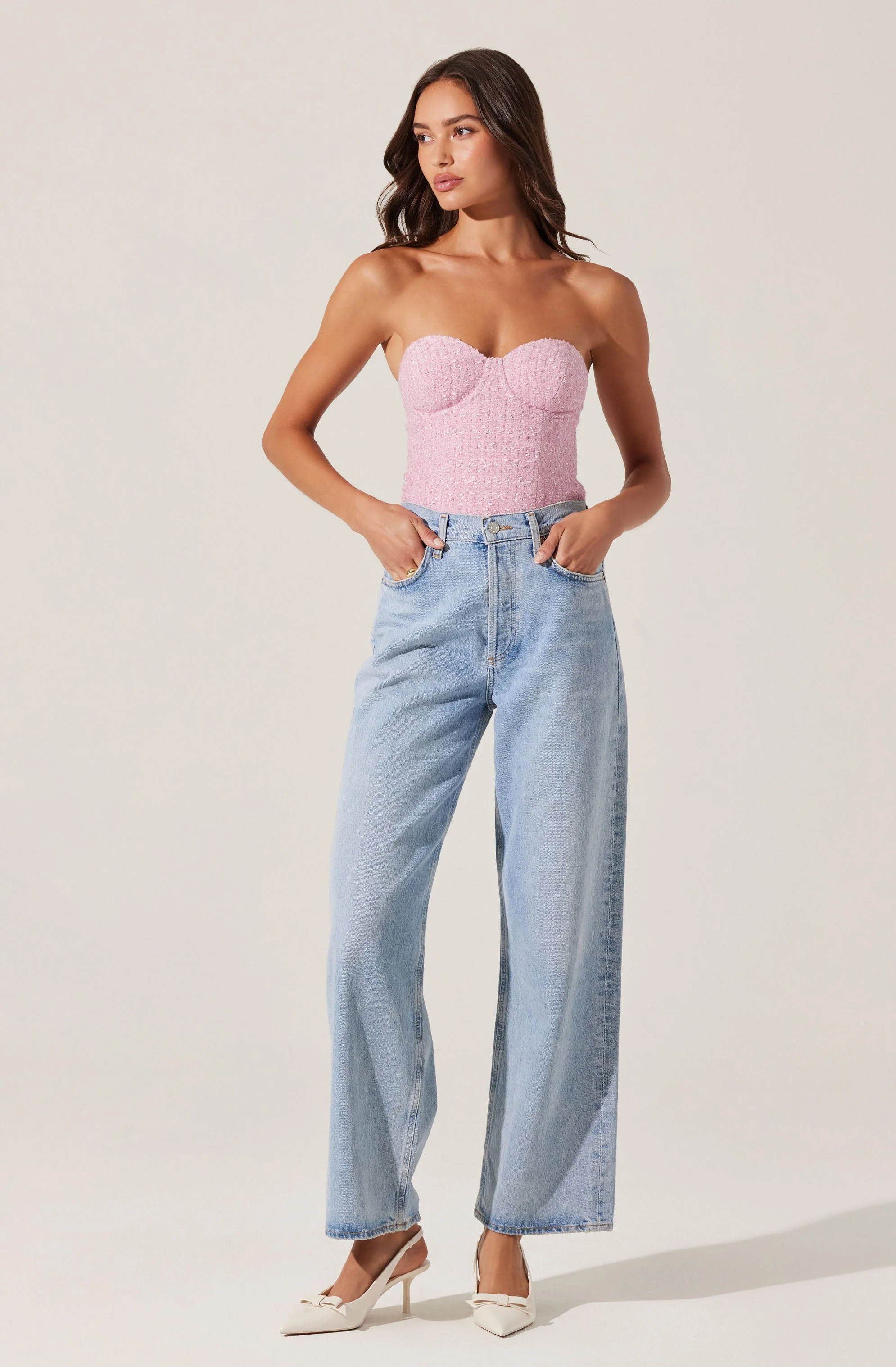 Indie Strapless Tweed Bustier Top - Image 5