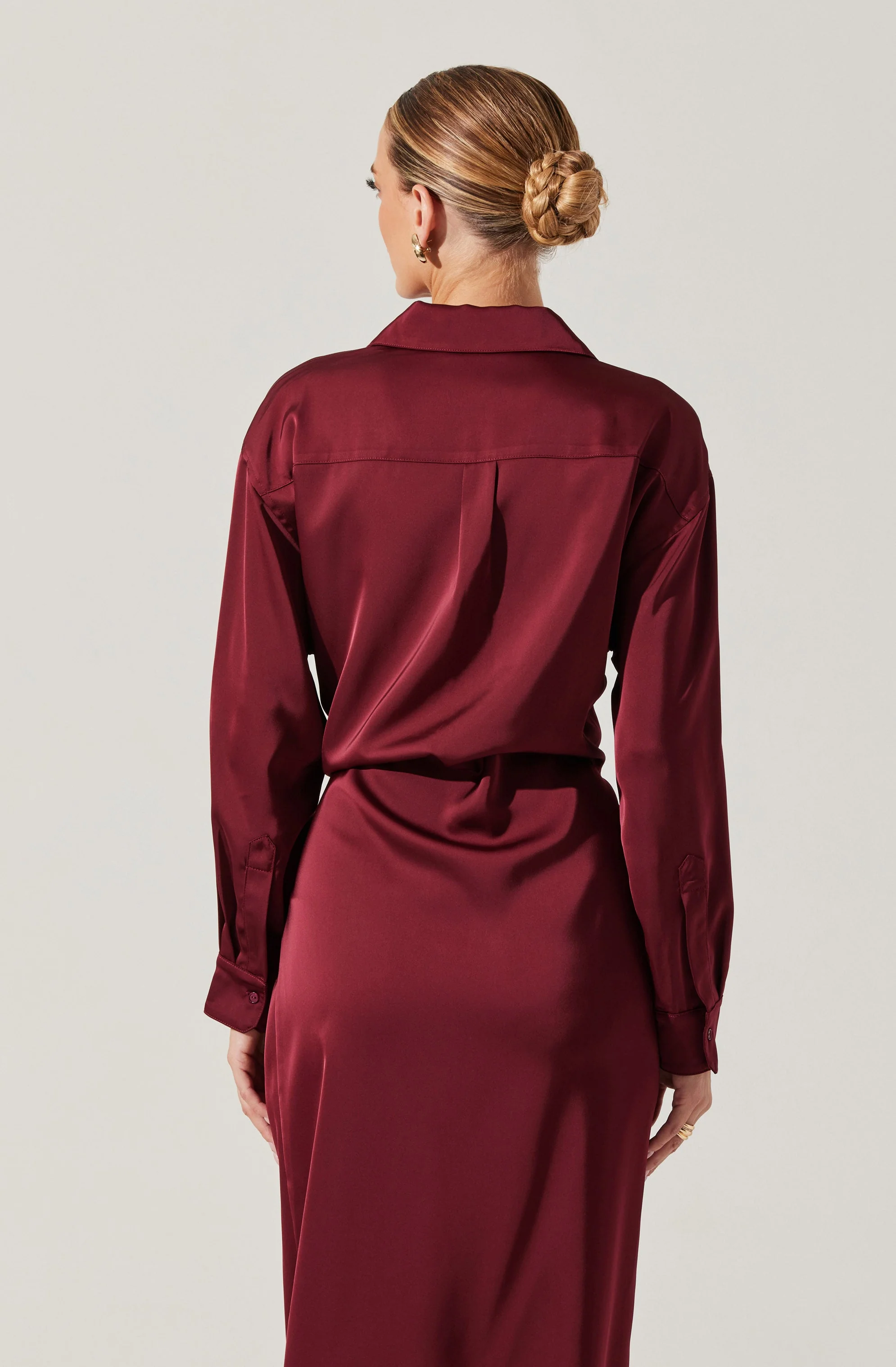 Ira Satin Wrap Shirt Dress - Image 10