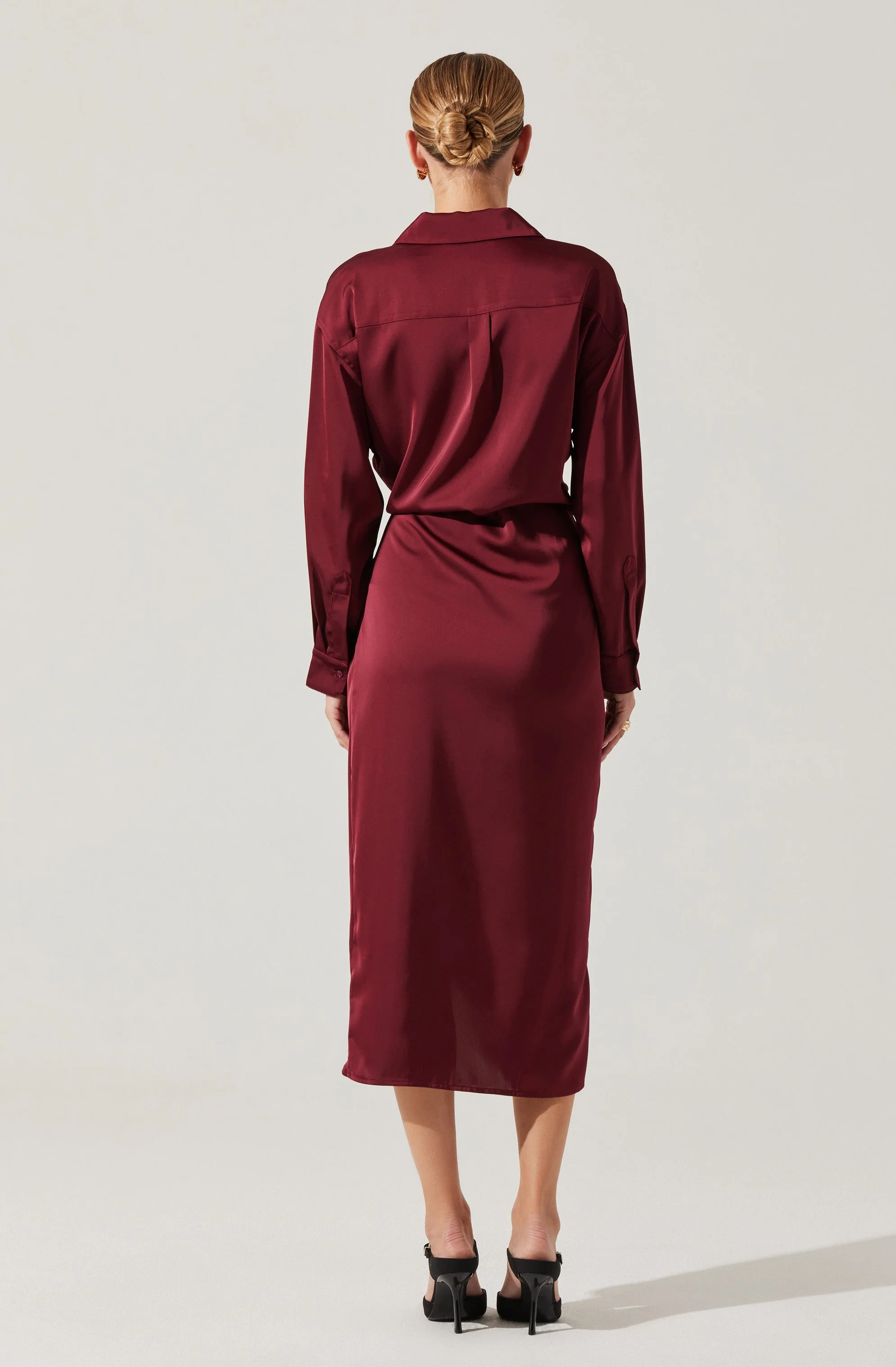 Ira Satin Wrap Shirt Dress - Image 12