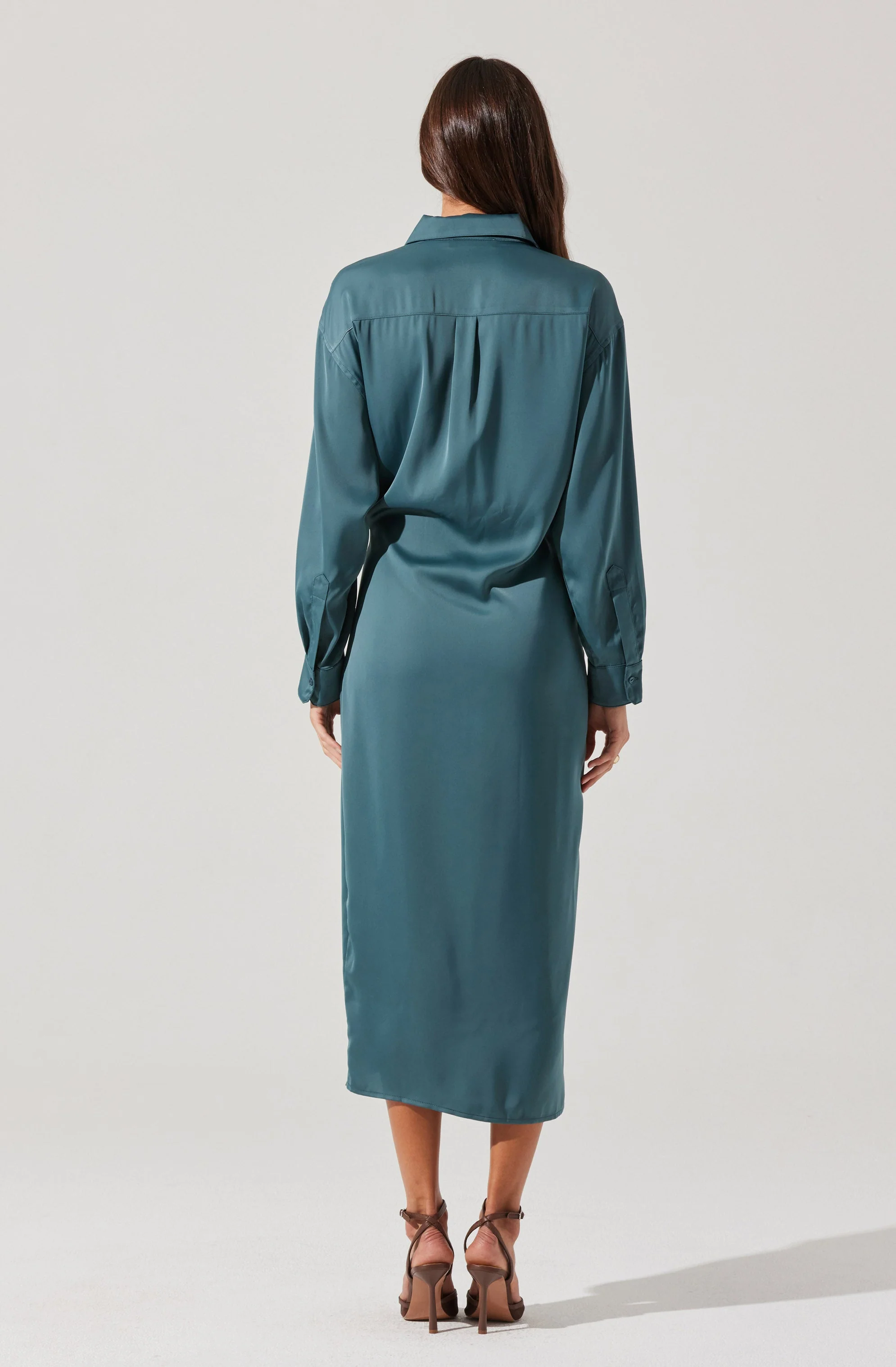 Ira Satin Wrap Shirt Dress - Image 18