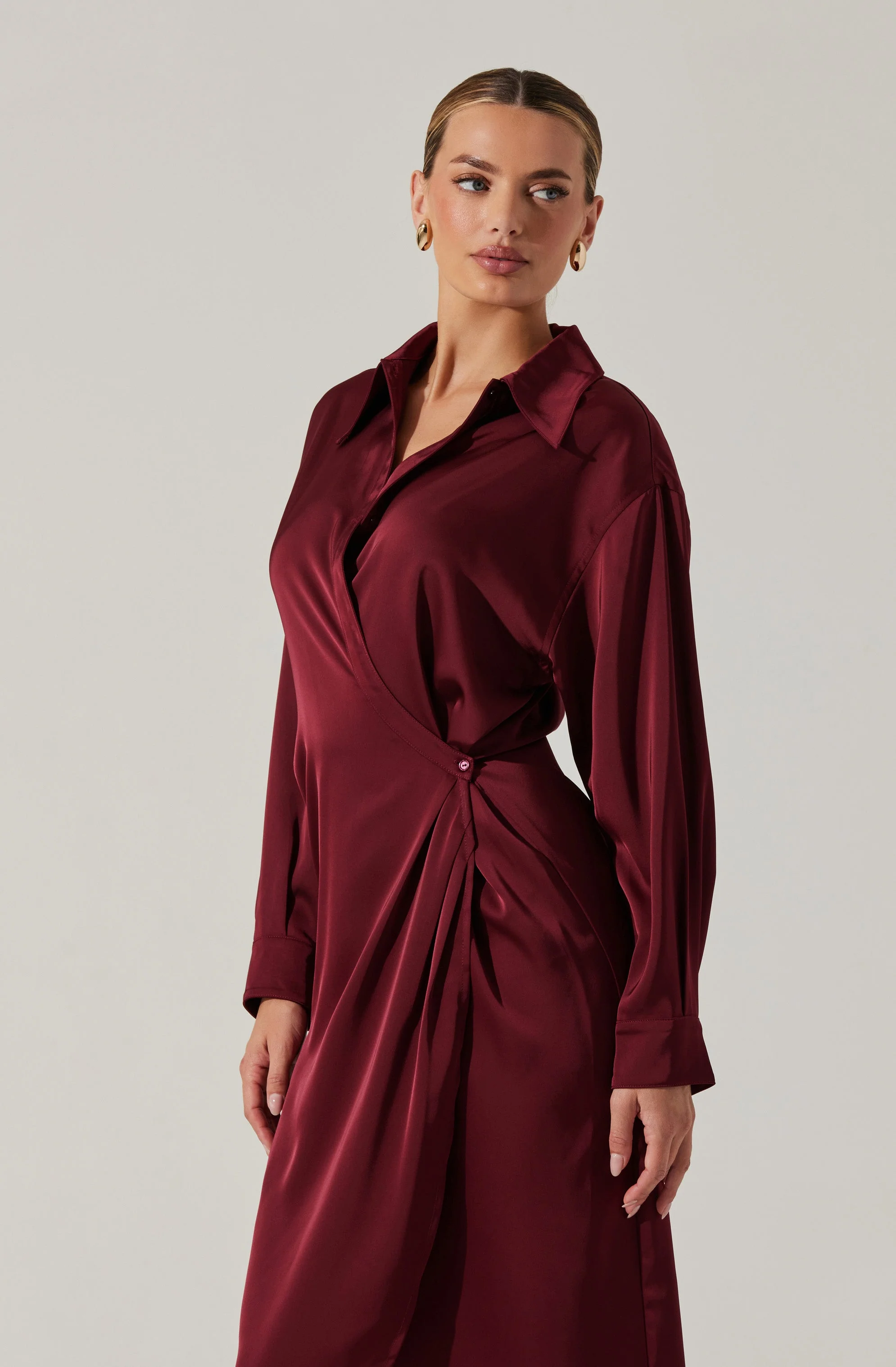 Ira Satin Wrap Shirt Dress - Image 8