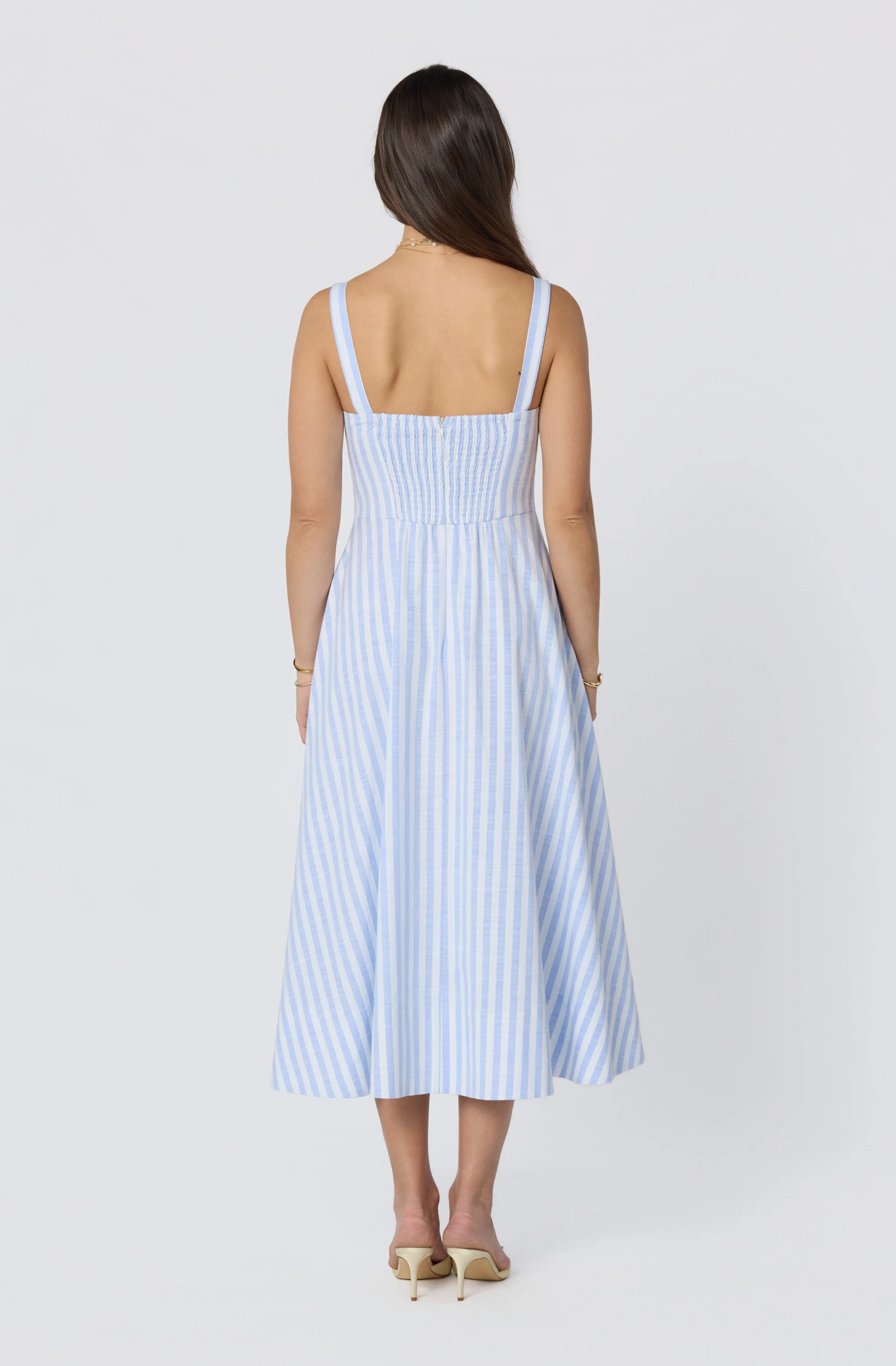 Isabela Striped Sweetheart Midi Dress - Image 3