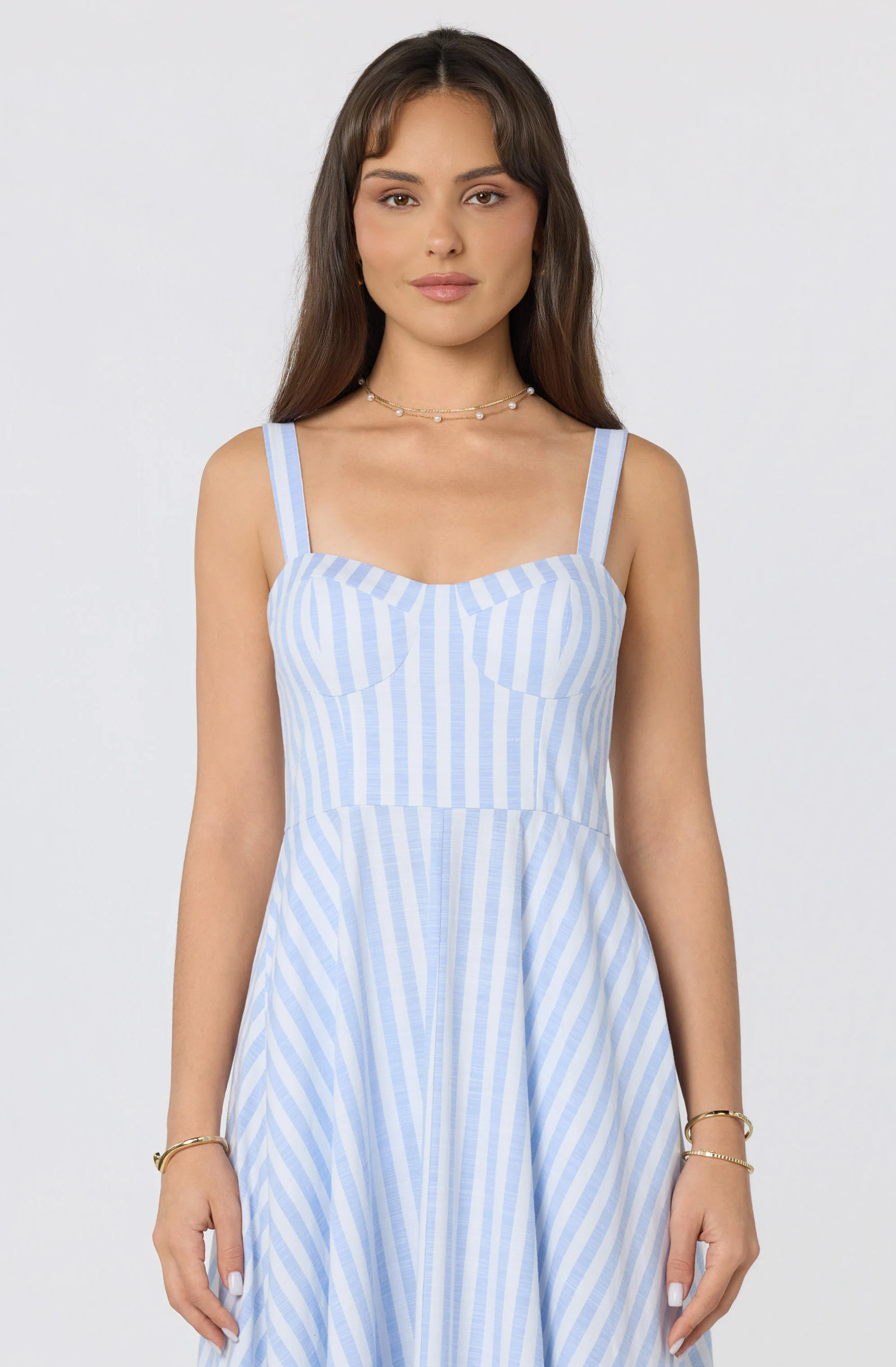 Isabela Striped Sweetheart Midi Dress - Image 4