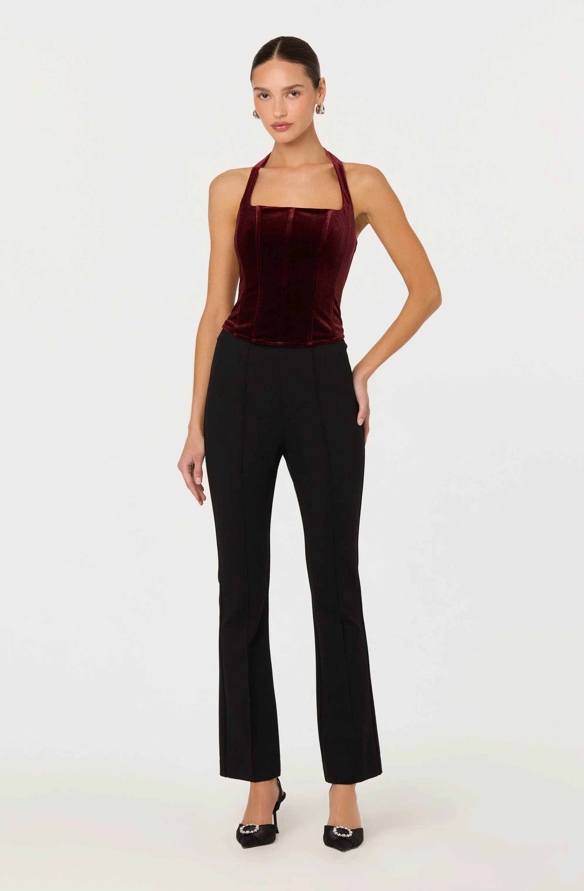 Jacy Velvet Corset Halter Top - Image 2