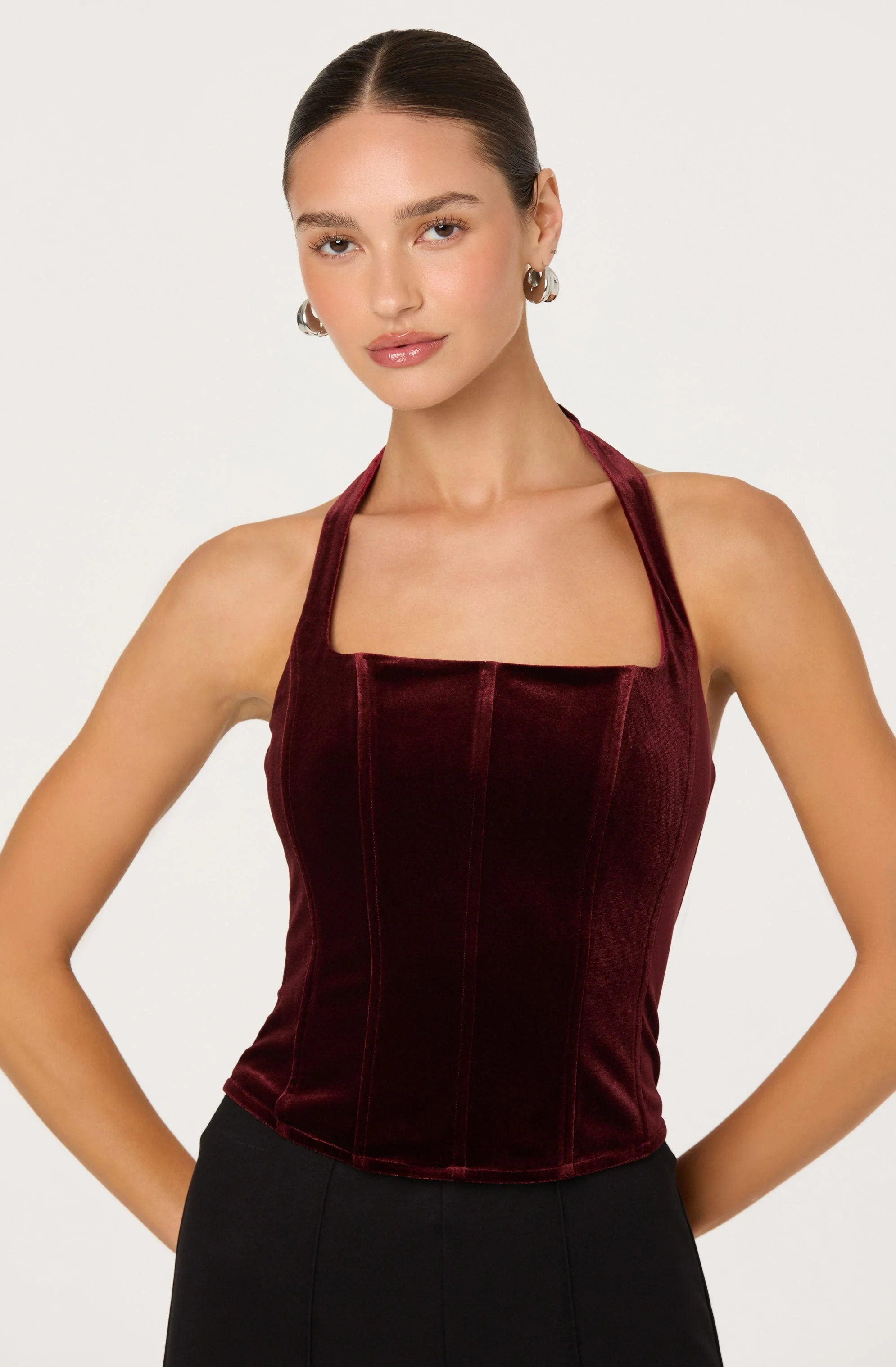 Jacy Velvet Corset Halter Top - Image 3
