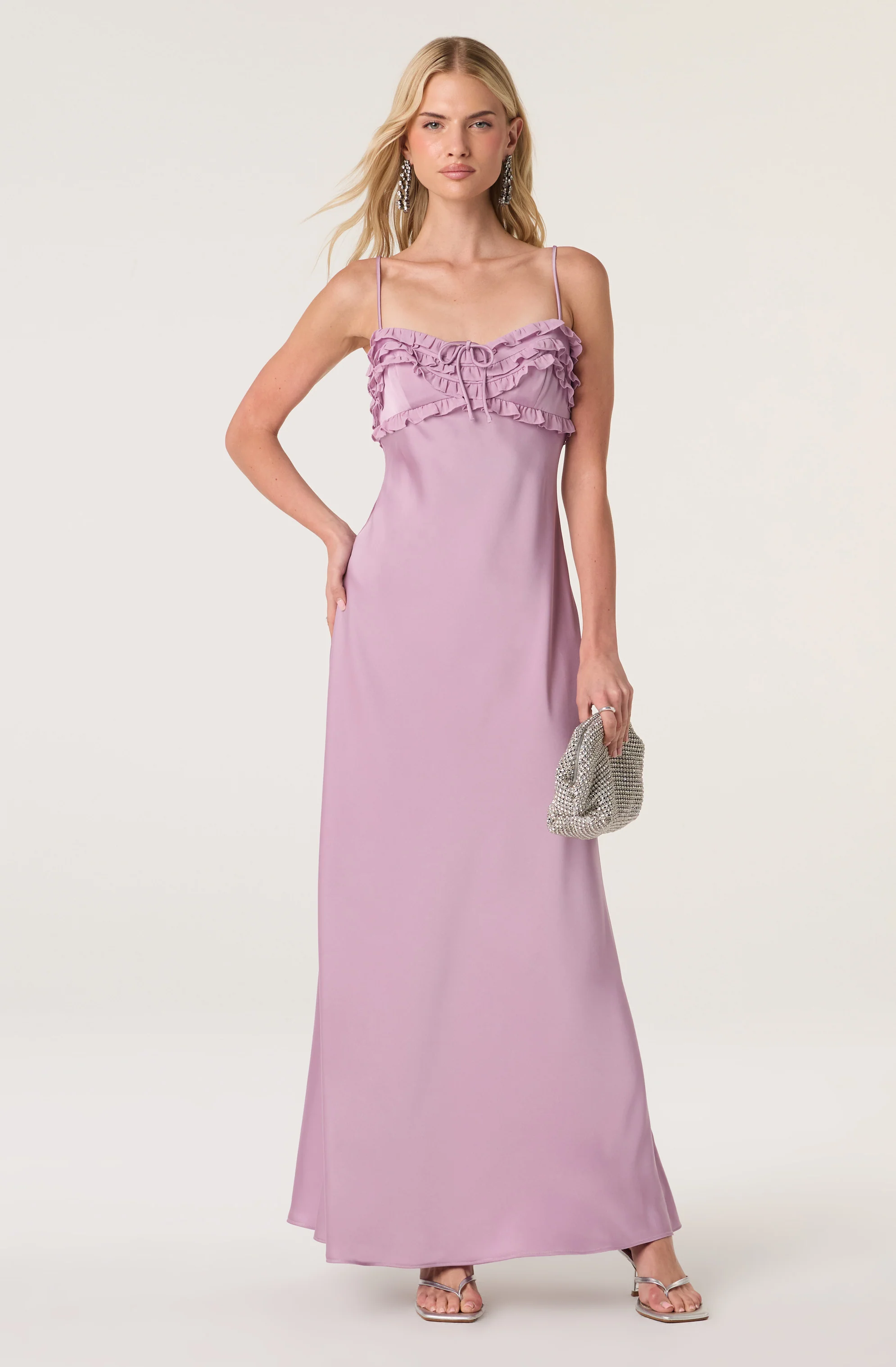 Jade Ruffle Trim Maxi Dress