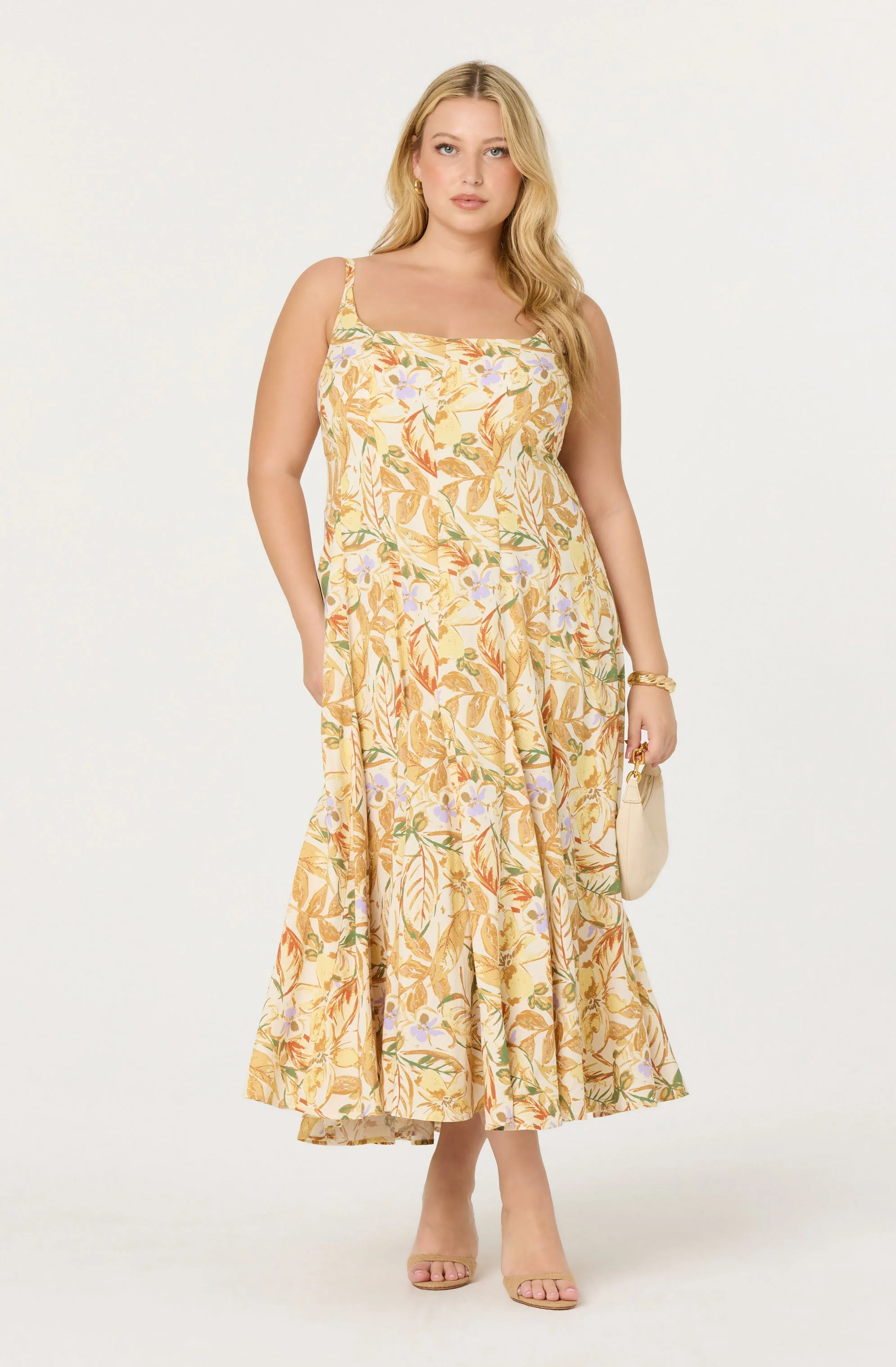 Jaleyah Paneled Flare Floral Midi Dress - Image 11