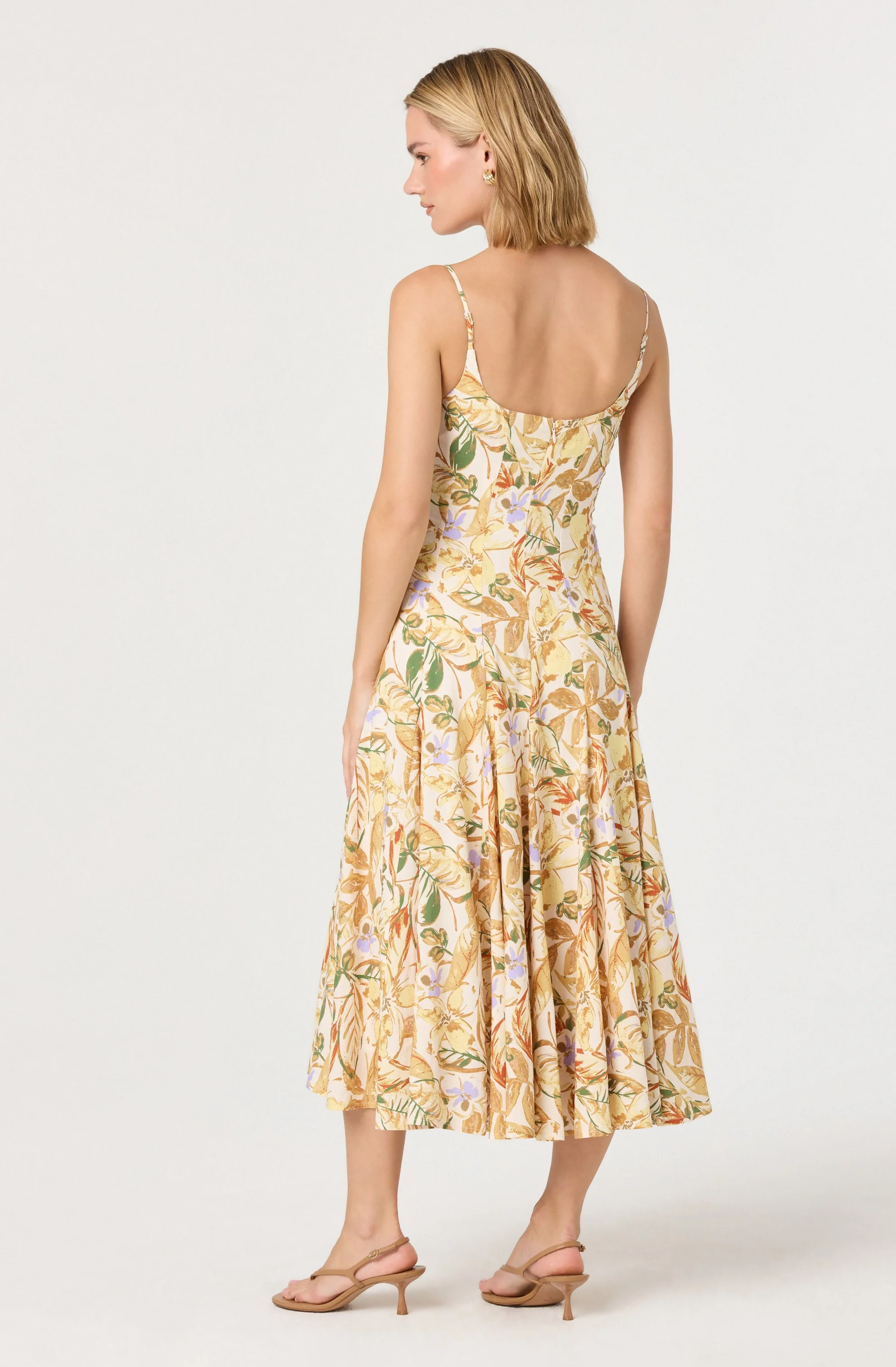 Jaleyah Paneled Flare Floral Midi Dress - Image 3