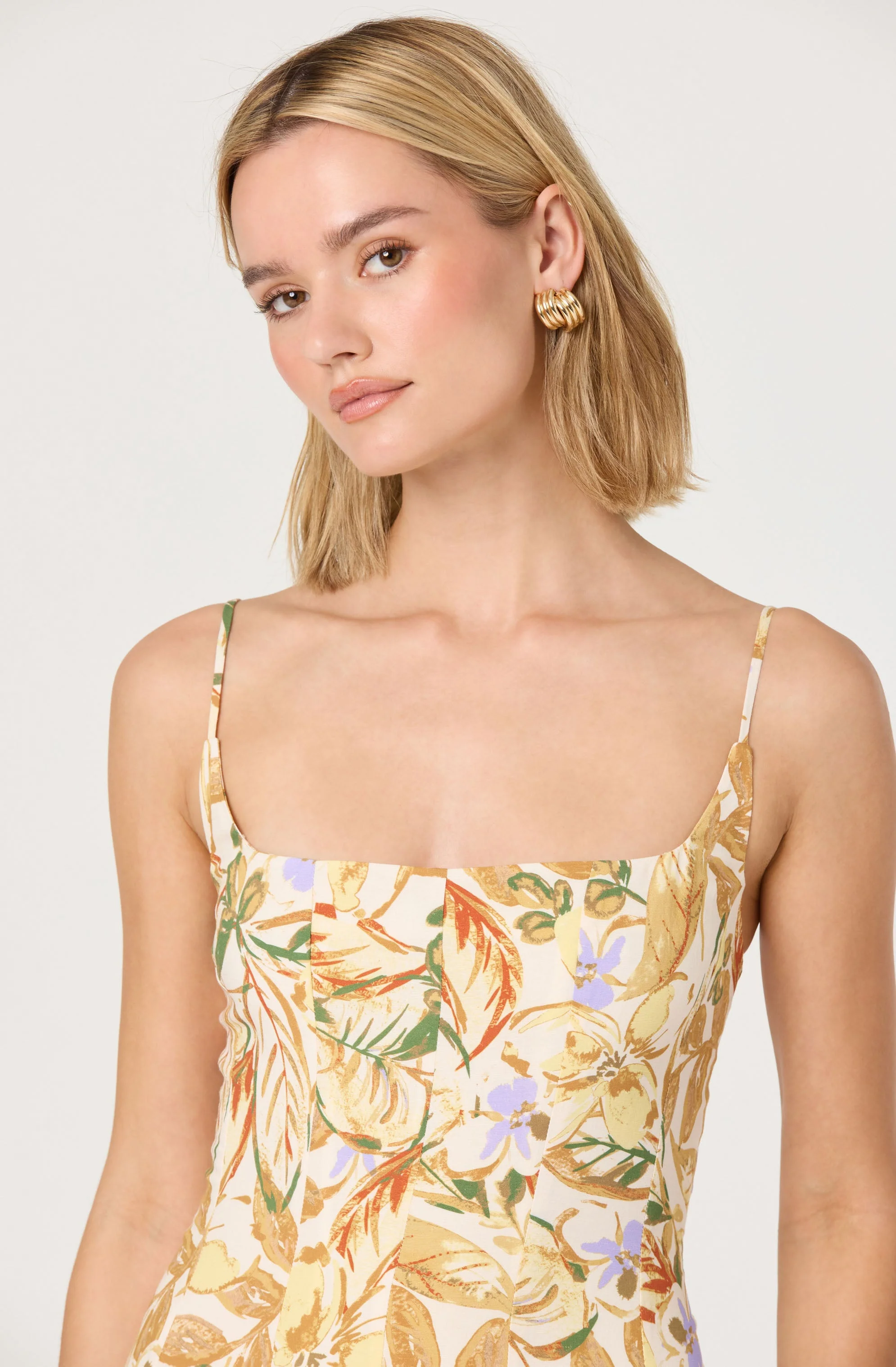 Jaleyah Paneled Flare Floral Midi Dress - Image 4