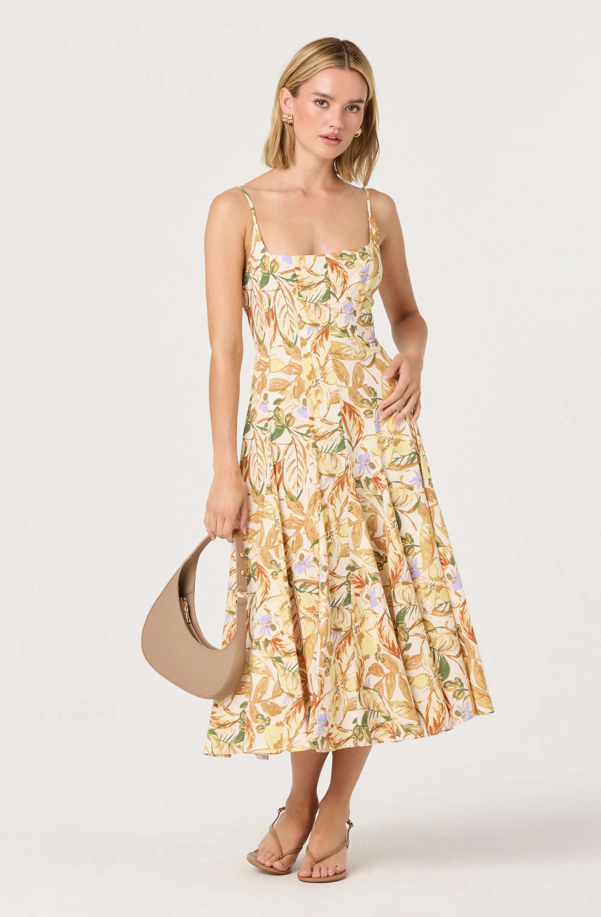 Jaleyah Paneled Flare Floral Midi Dress - Image 6