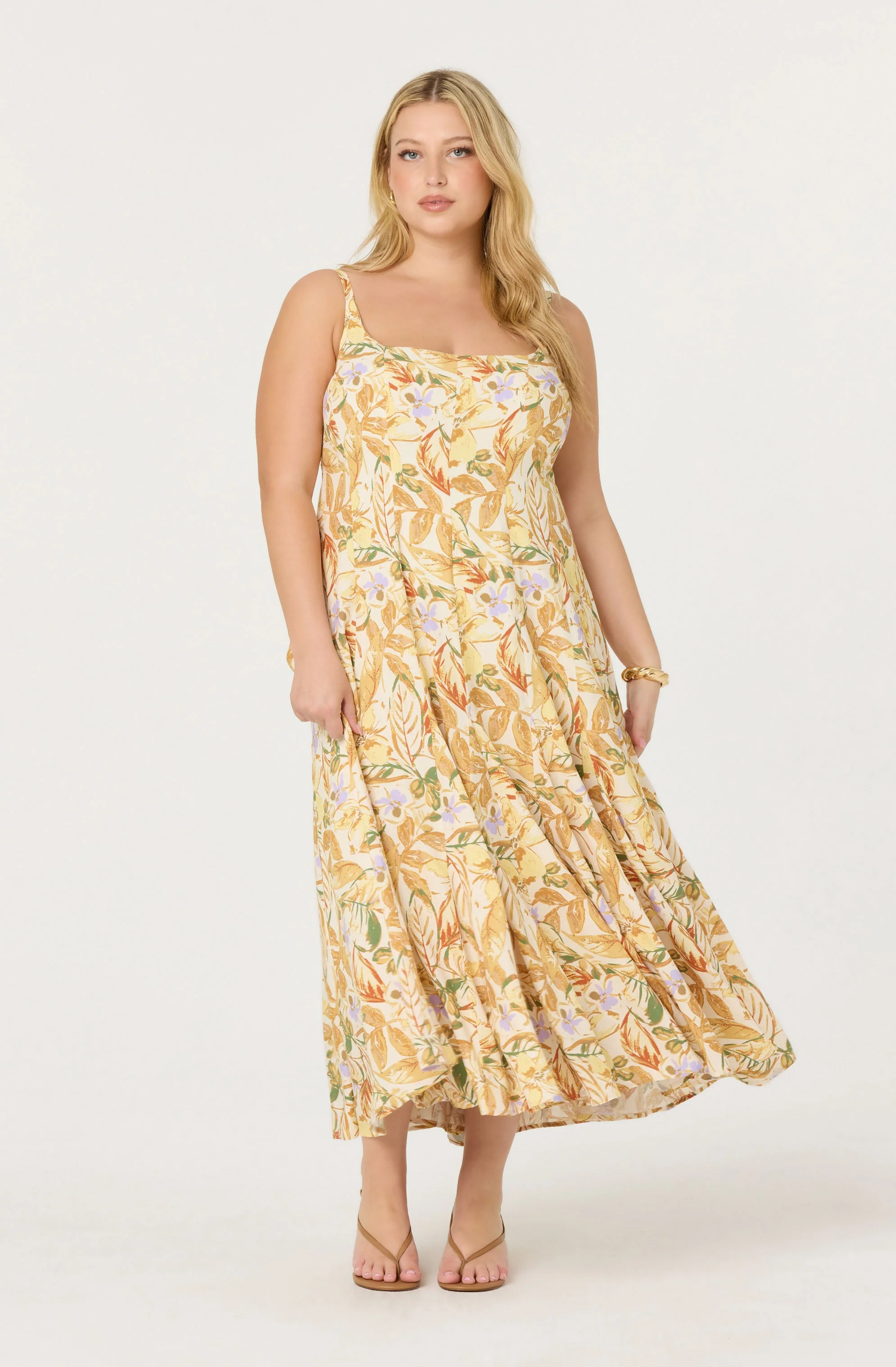 Jaleyah Paneled Flare Floral Midi Dress - Image 7