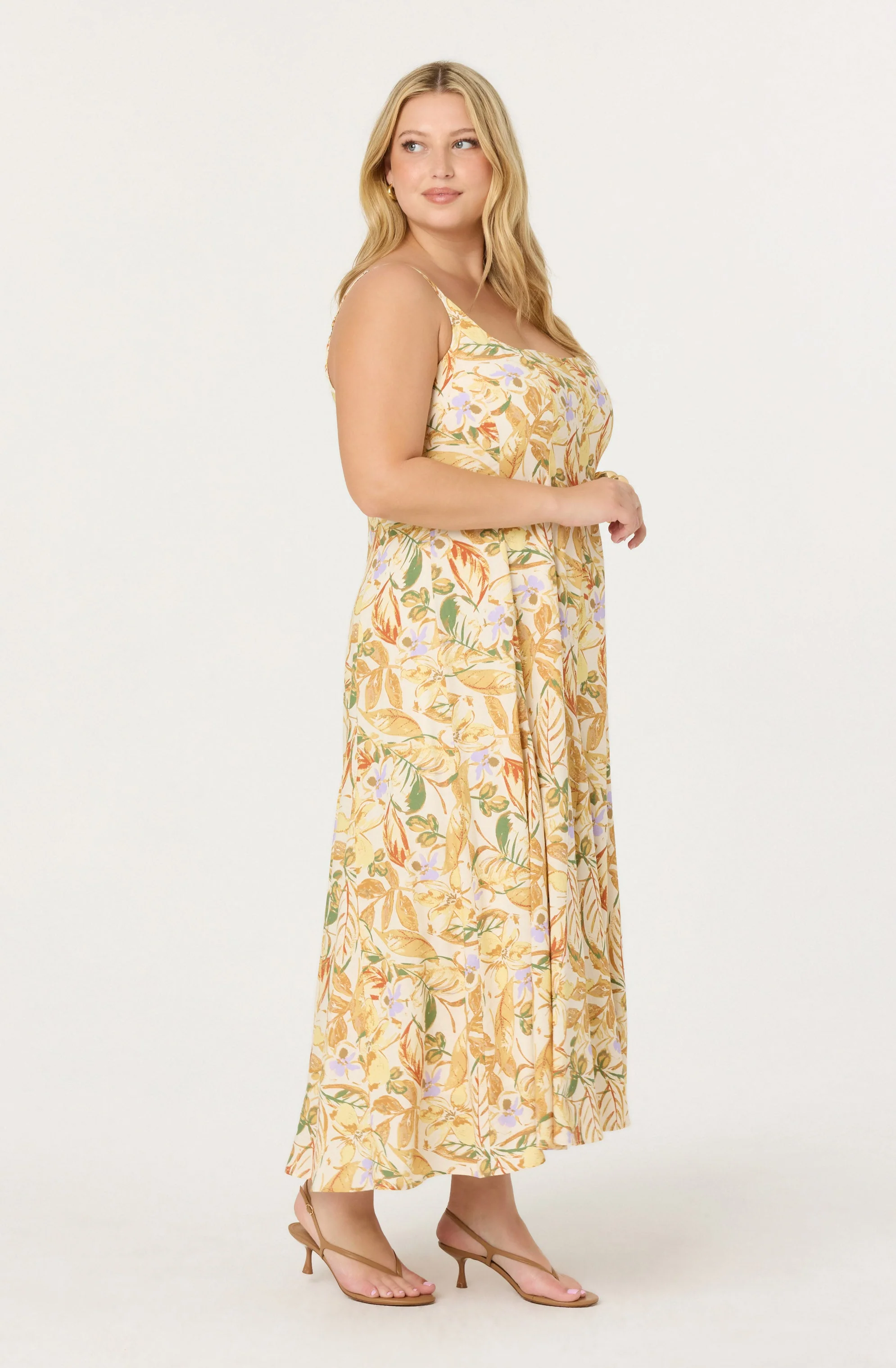 Jaleyah Paneled Flare Floral Midi Dress - Image 8