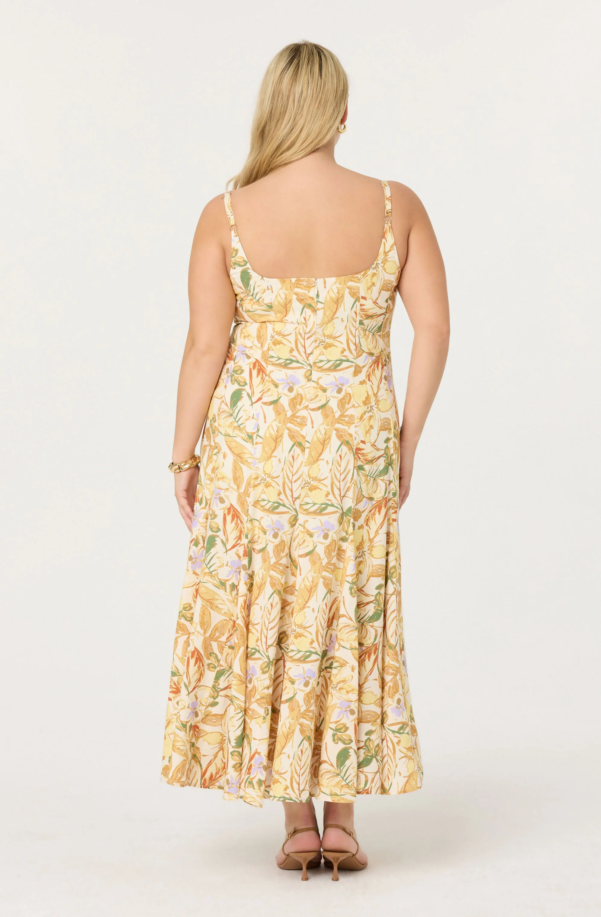 Jaleyah Paneled Flare Floral Midi Dress - Image 9