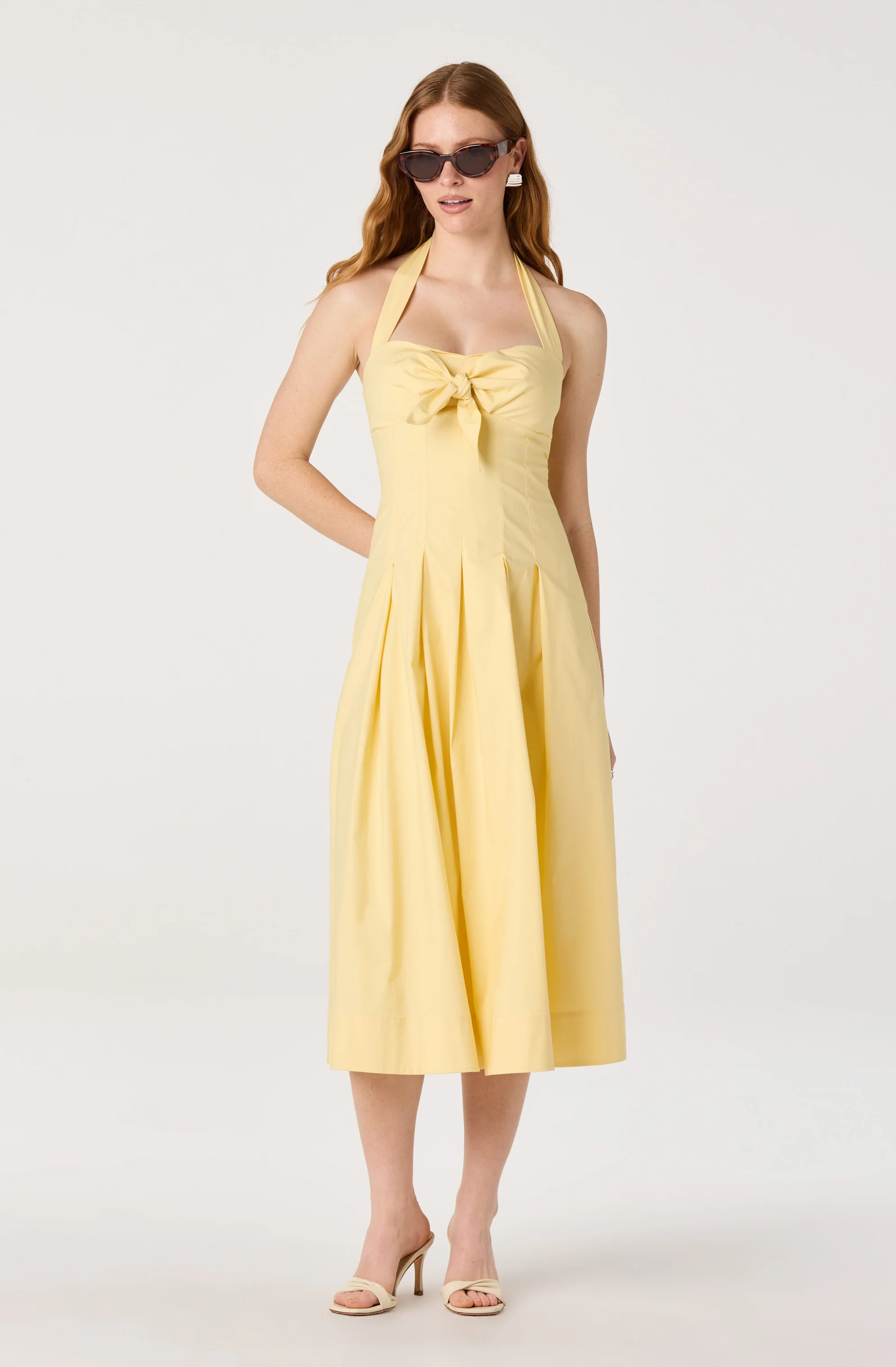 Janae Pleated Halter Midi Dress