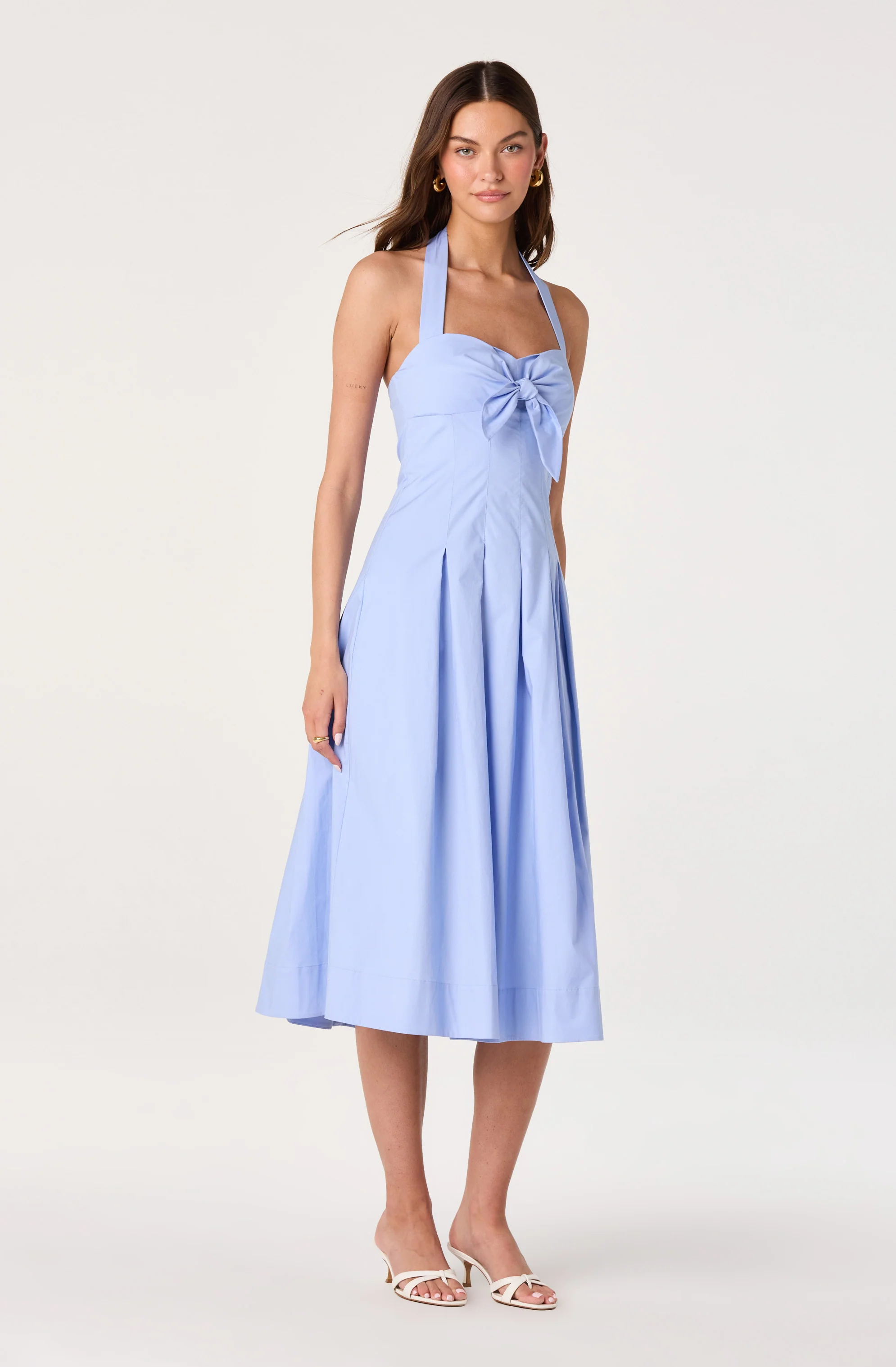 Janae Pleated Halter Midi Dress - Image 10
