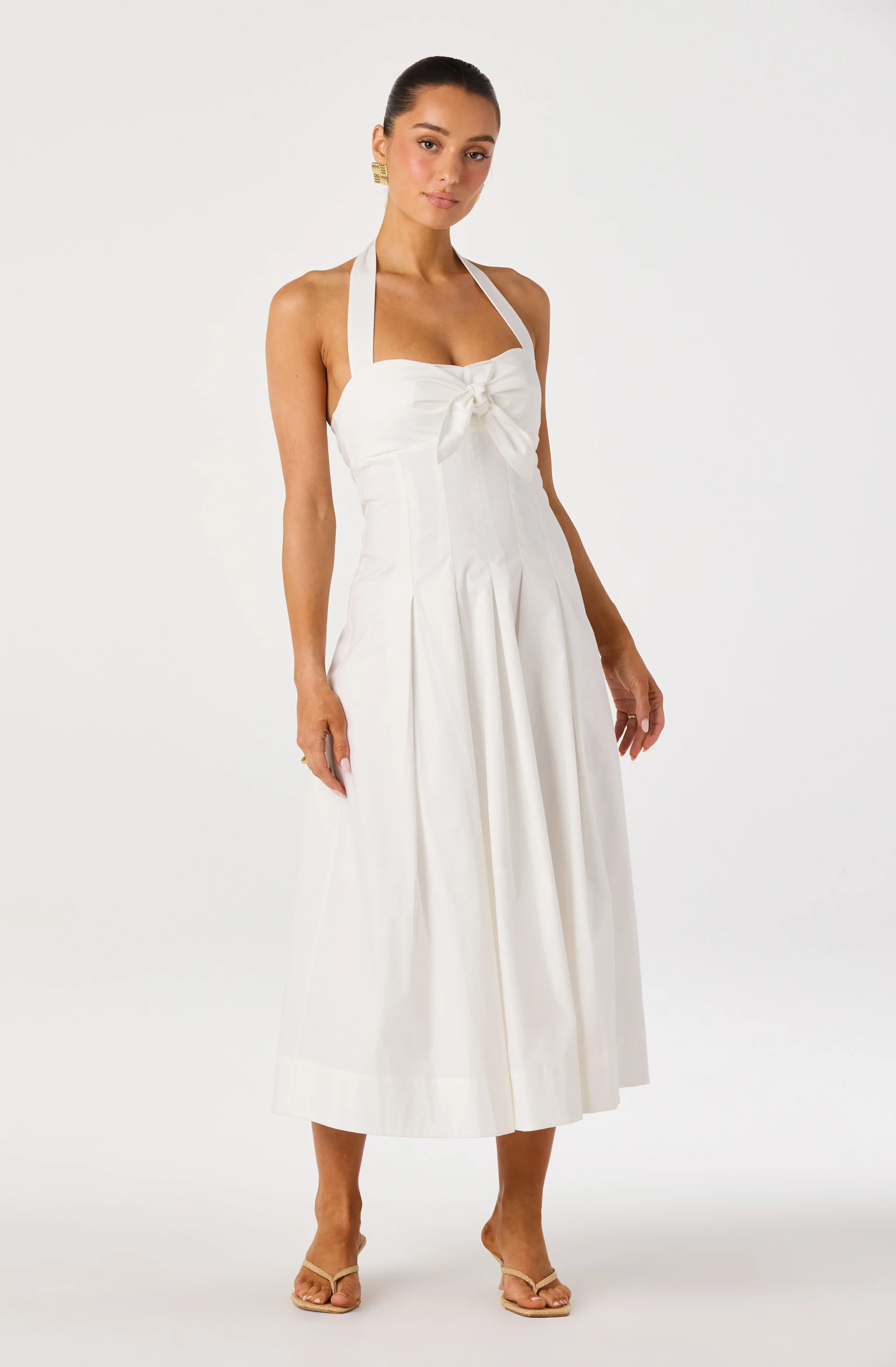 Janae Pleated Halter Midi Dress - Image 14
