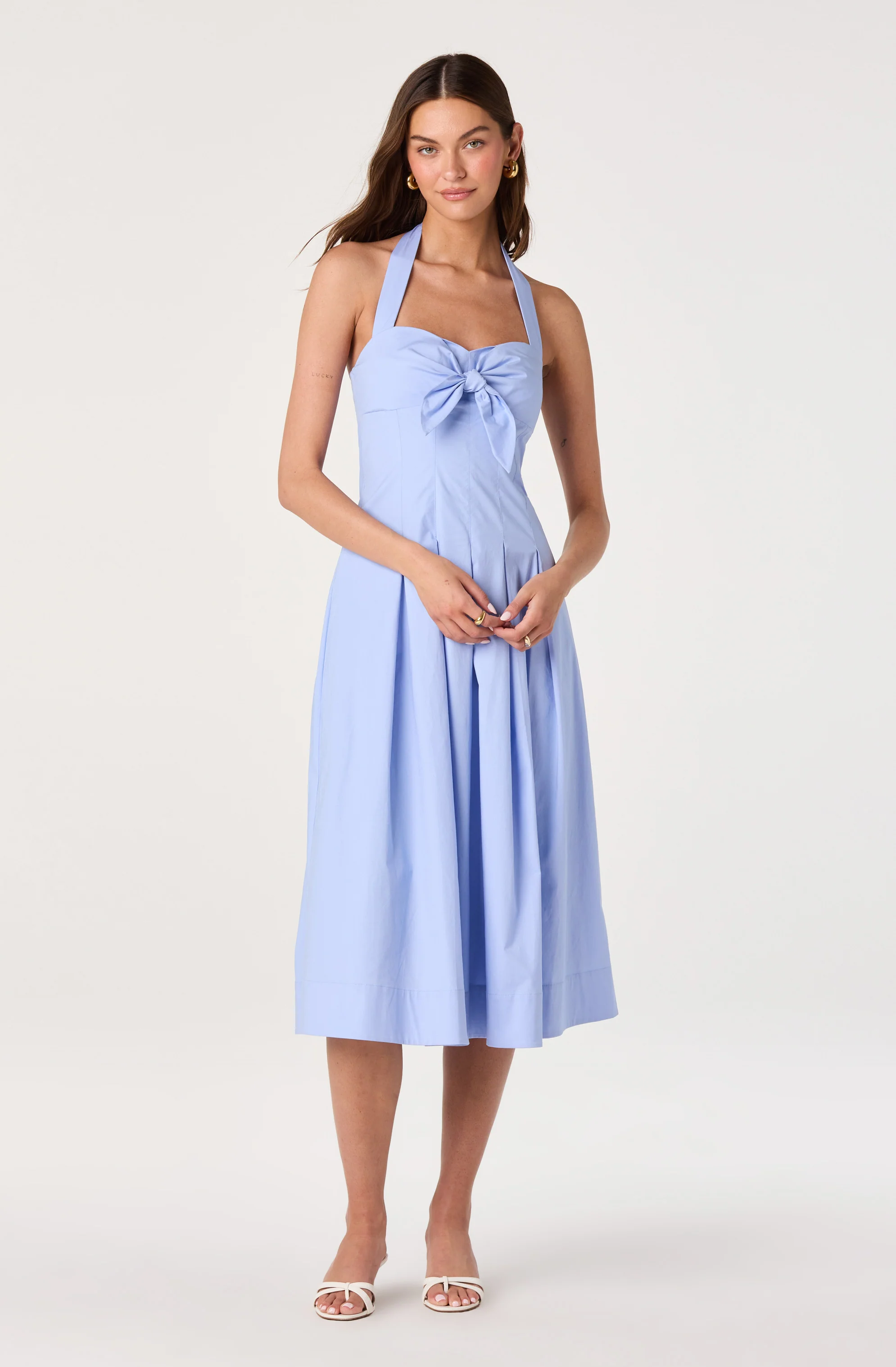Janae Pleated Halter Midi Dress - Image 8