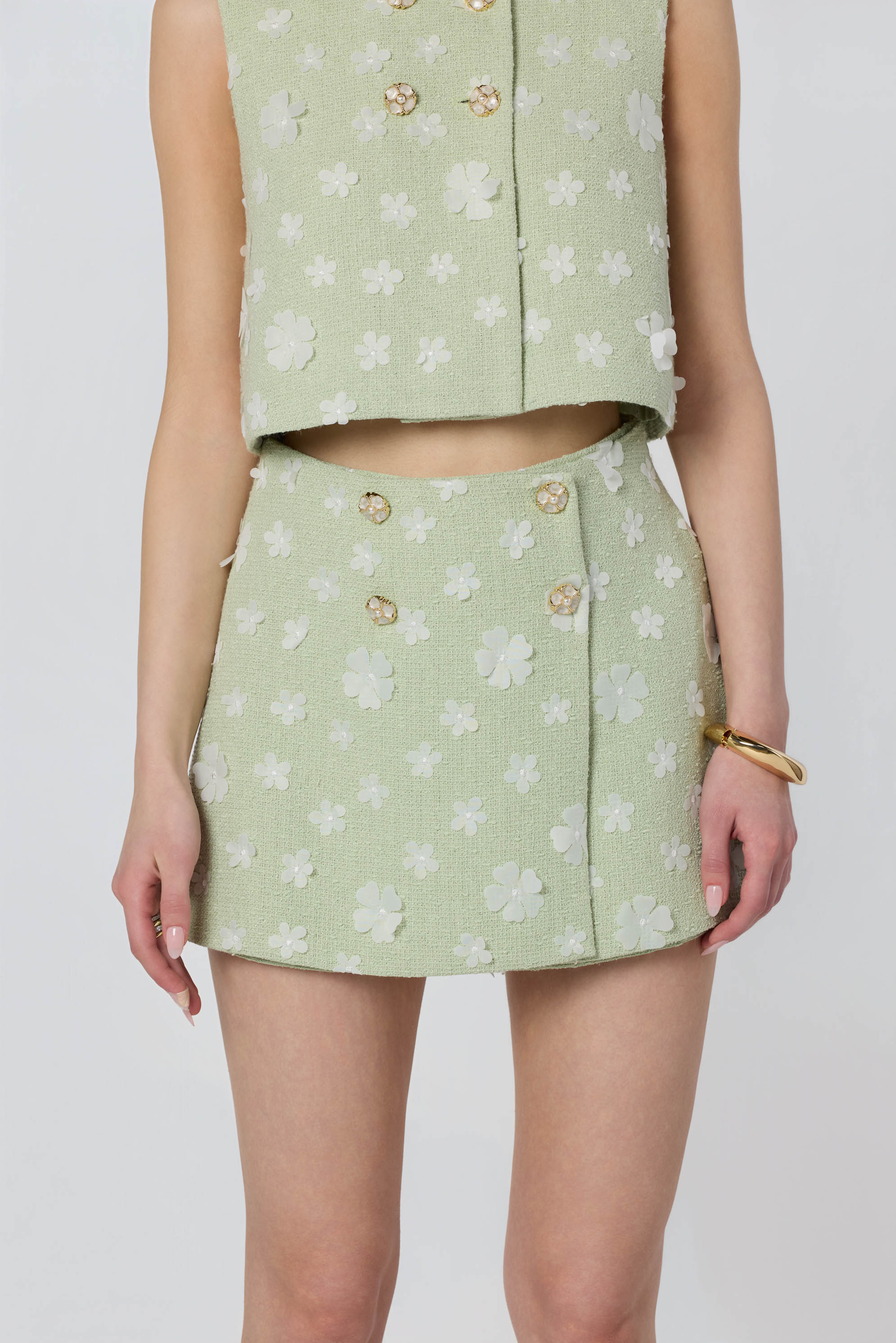 Janell Floral Applique Tweed Skort - Image 6