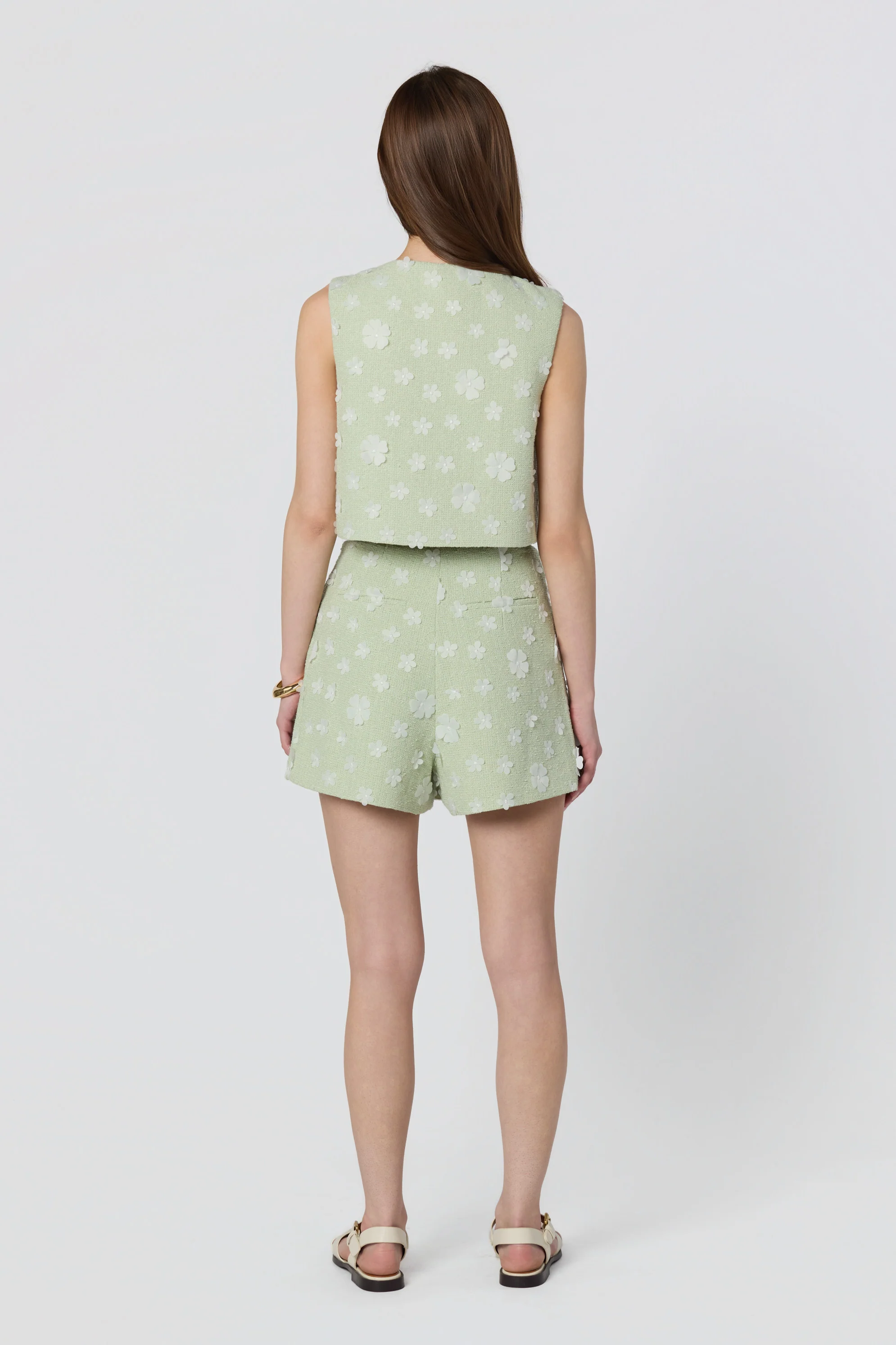 Janell Floral Applique Cropped Vest - Image 3