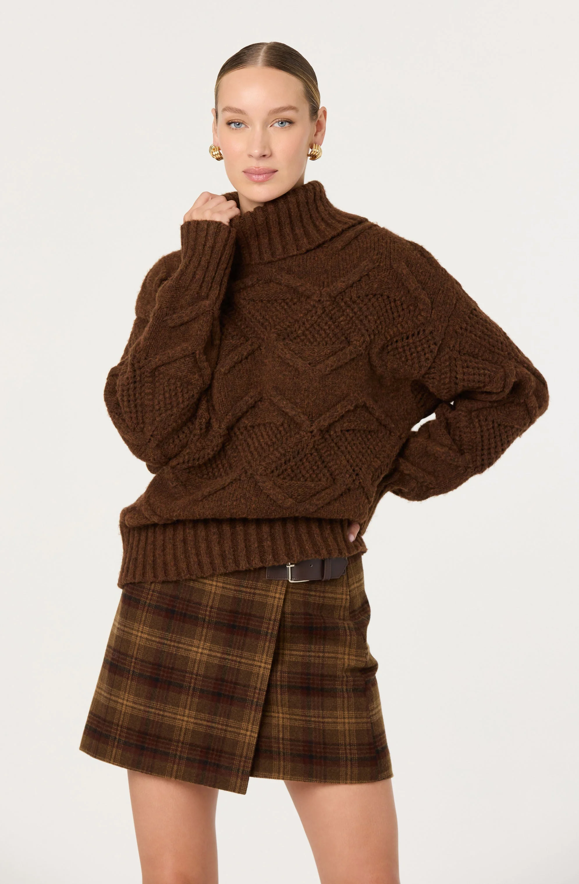 Janeth Diamond Knit Turtleneck Sweater - Image 3