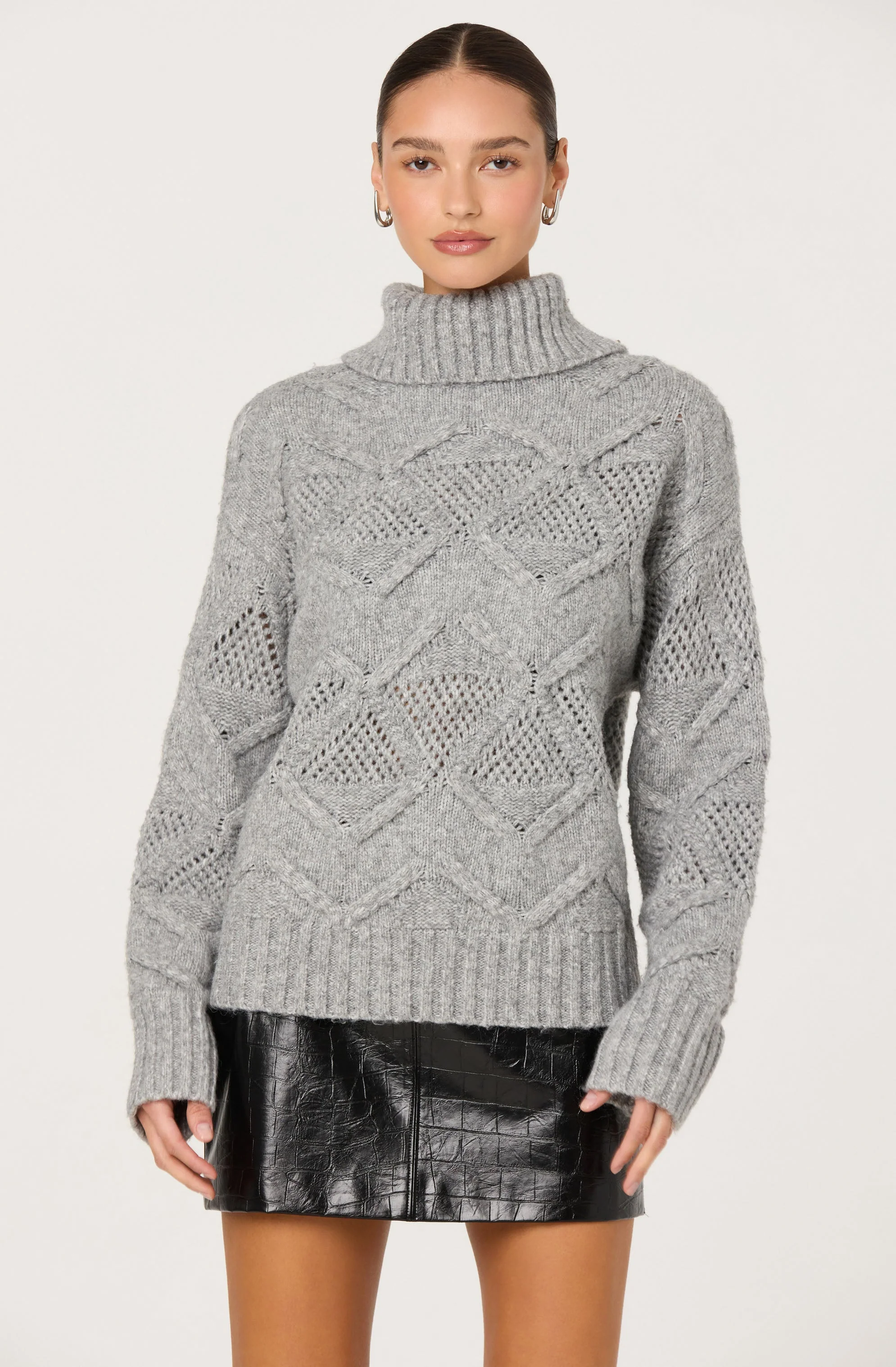 Janeth Diamond Knit Turtleneck Sweater - Image 9