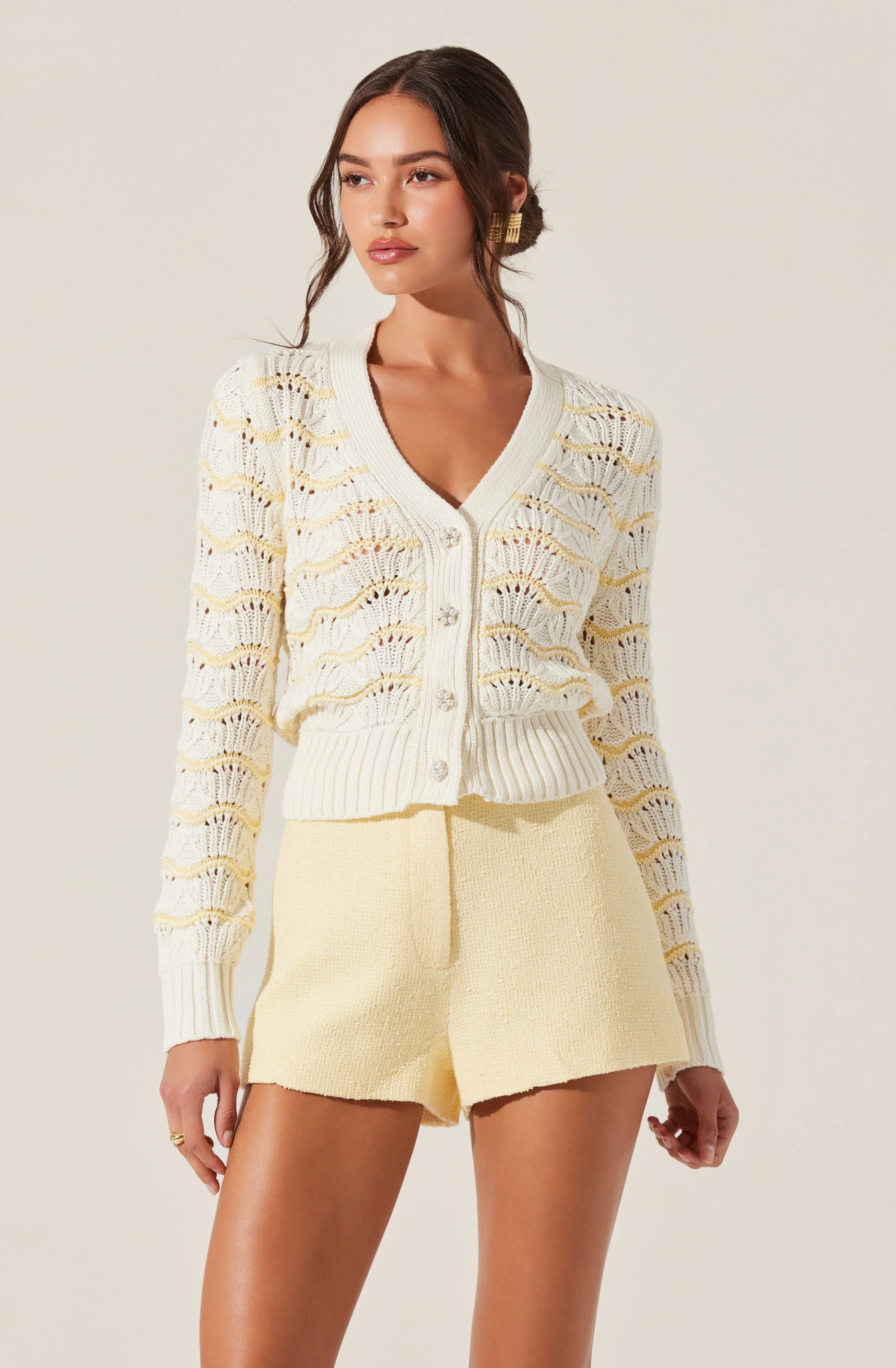 Janira Wavy Stripe Pointelle Cardigan - Image 2