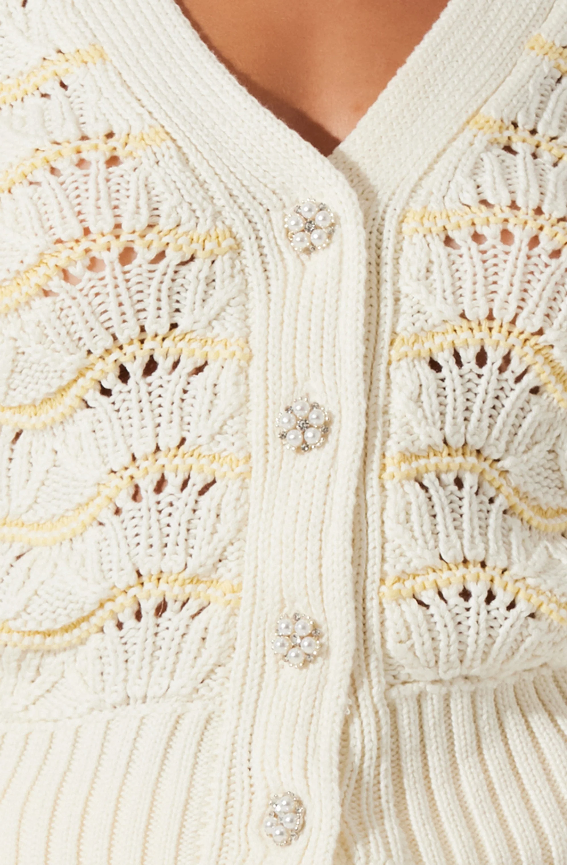 Janira Wavy Stripe Pointelle Cardigan - Image 4