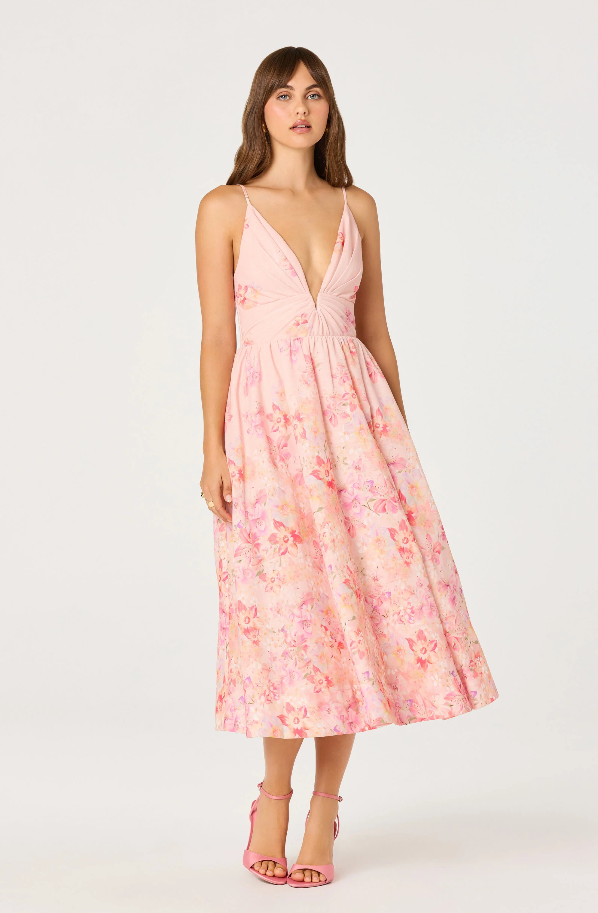 Janna Floral Plunge Midi Dress - Image 13