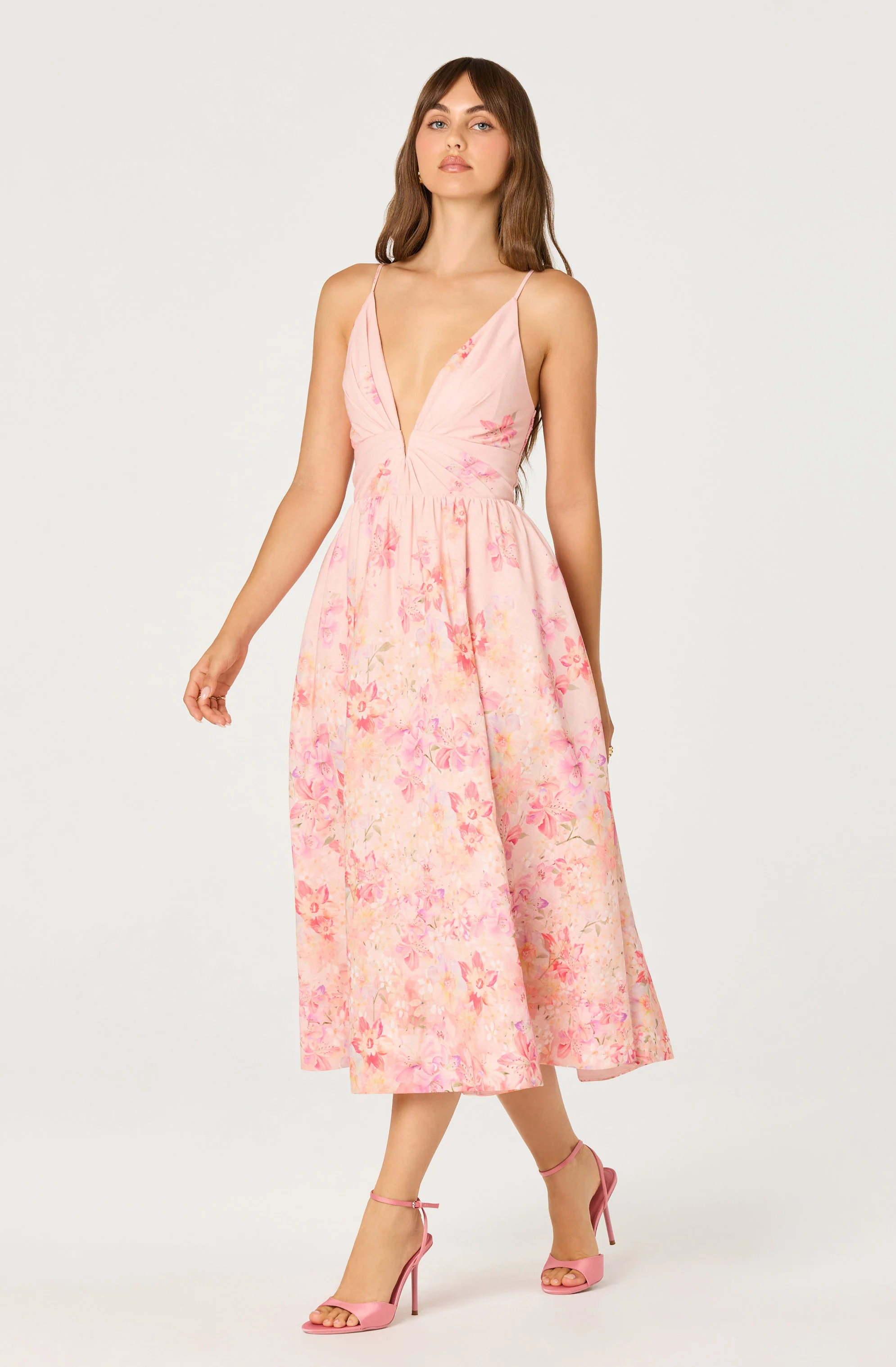 Janna Floral Plunge Midi Dress - Image 14