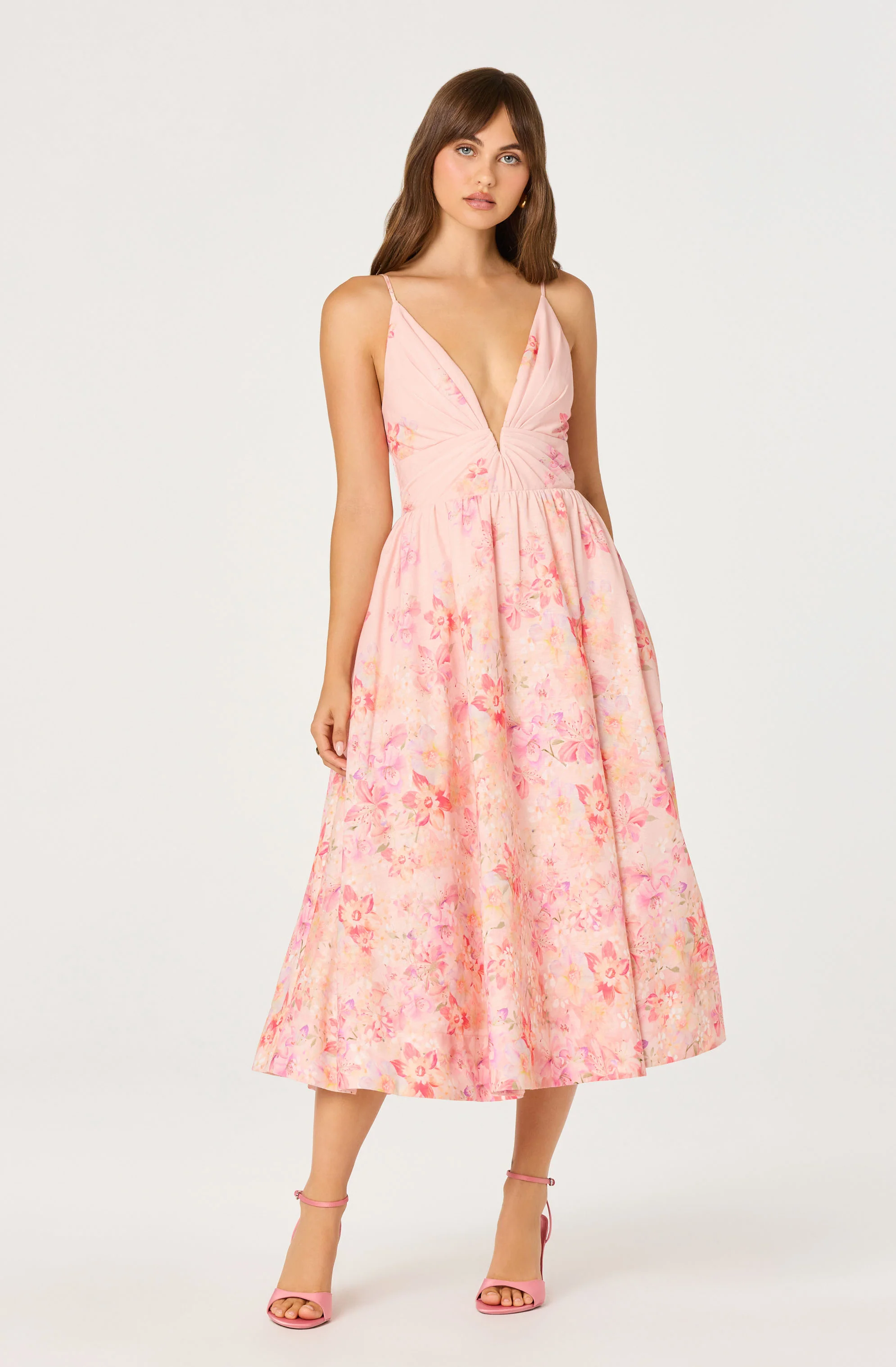 Janna Floral Plunge Midi Dress - Image 17