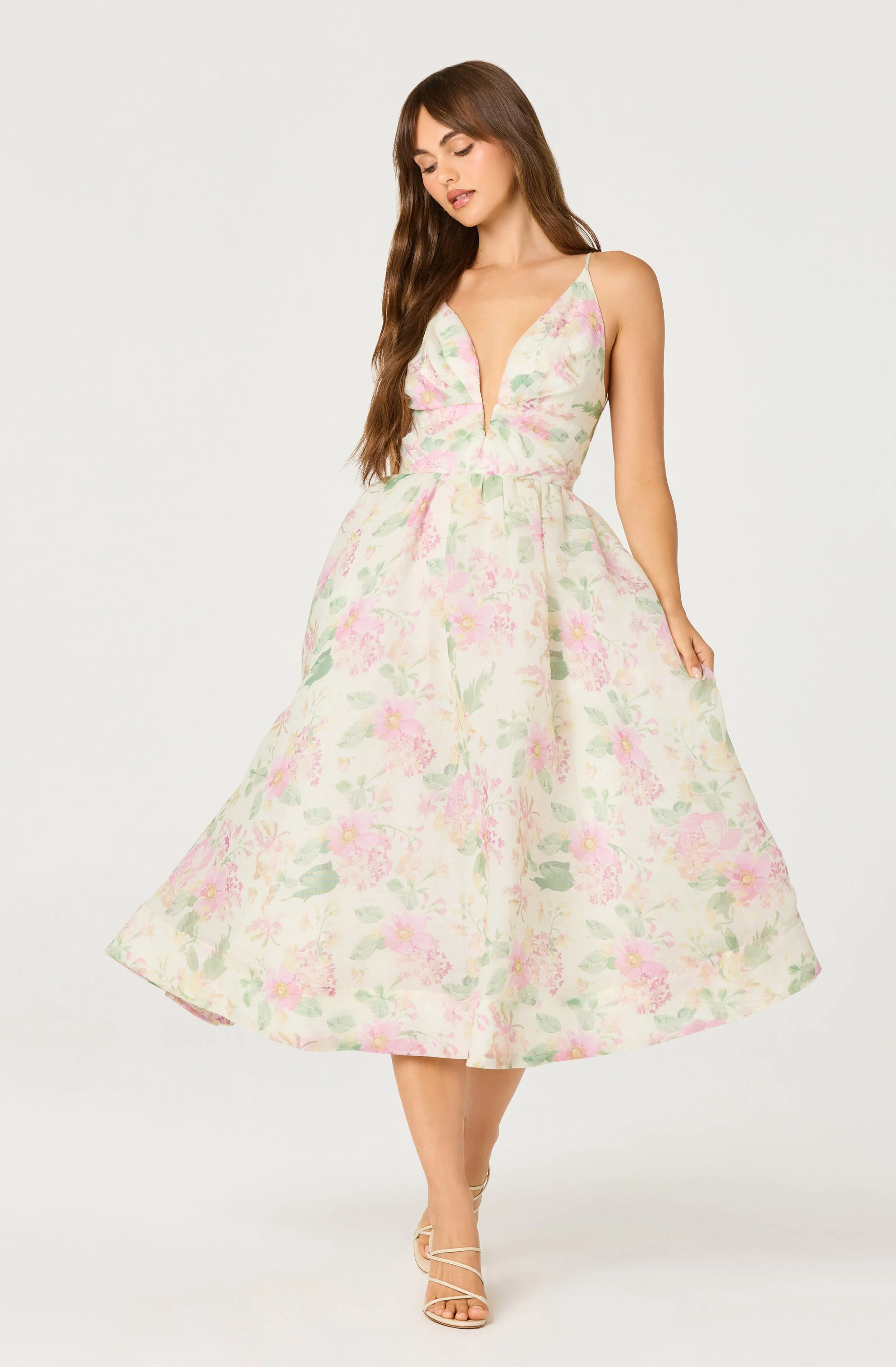 Janna Floral Plunge Midi Dress - Image 23