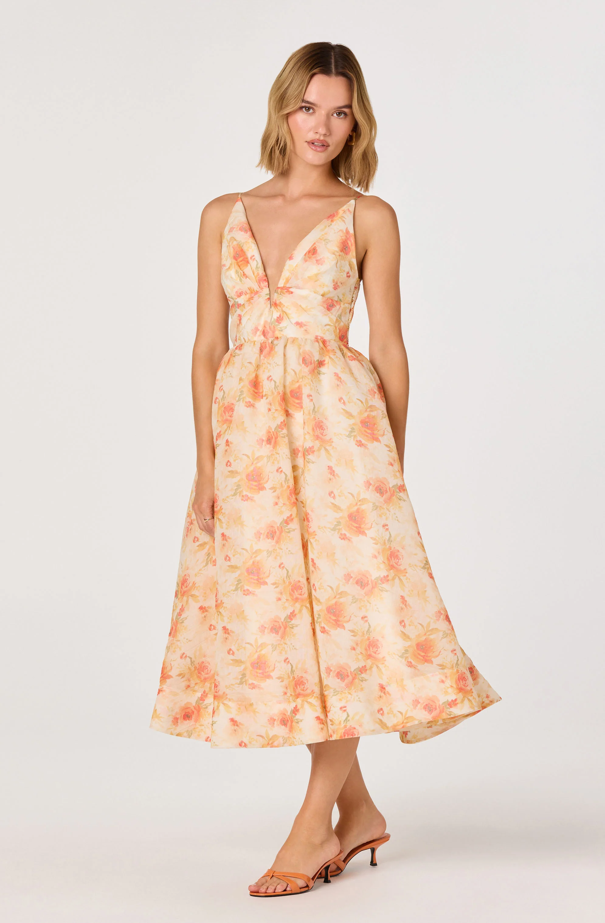 Janna Floral Plunge Midi Dress - Image 7