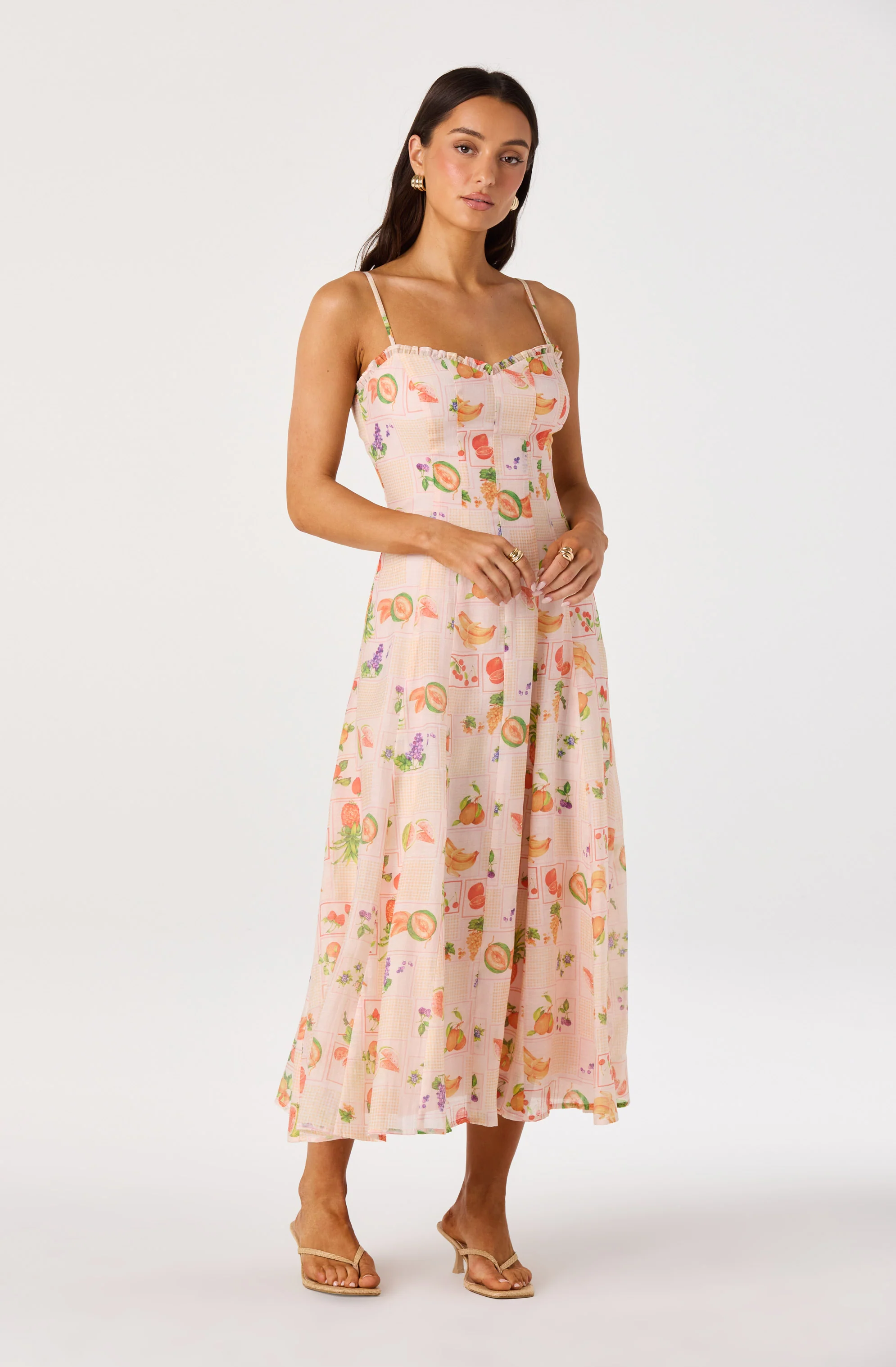 Jaylynn Ruffle Sweetheart Linen Midi Dress - Image 10