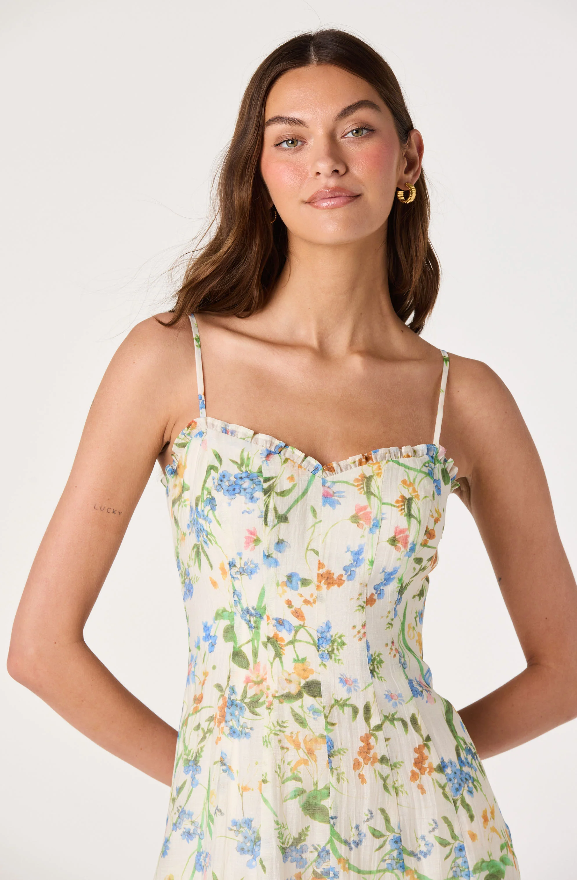 Jaylynn Ruffle Sweetheart Linen Midi Dress - Image 6