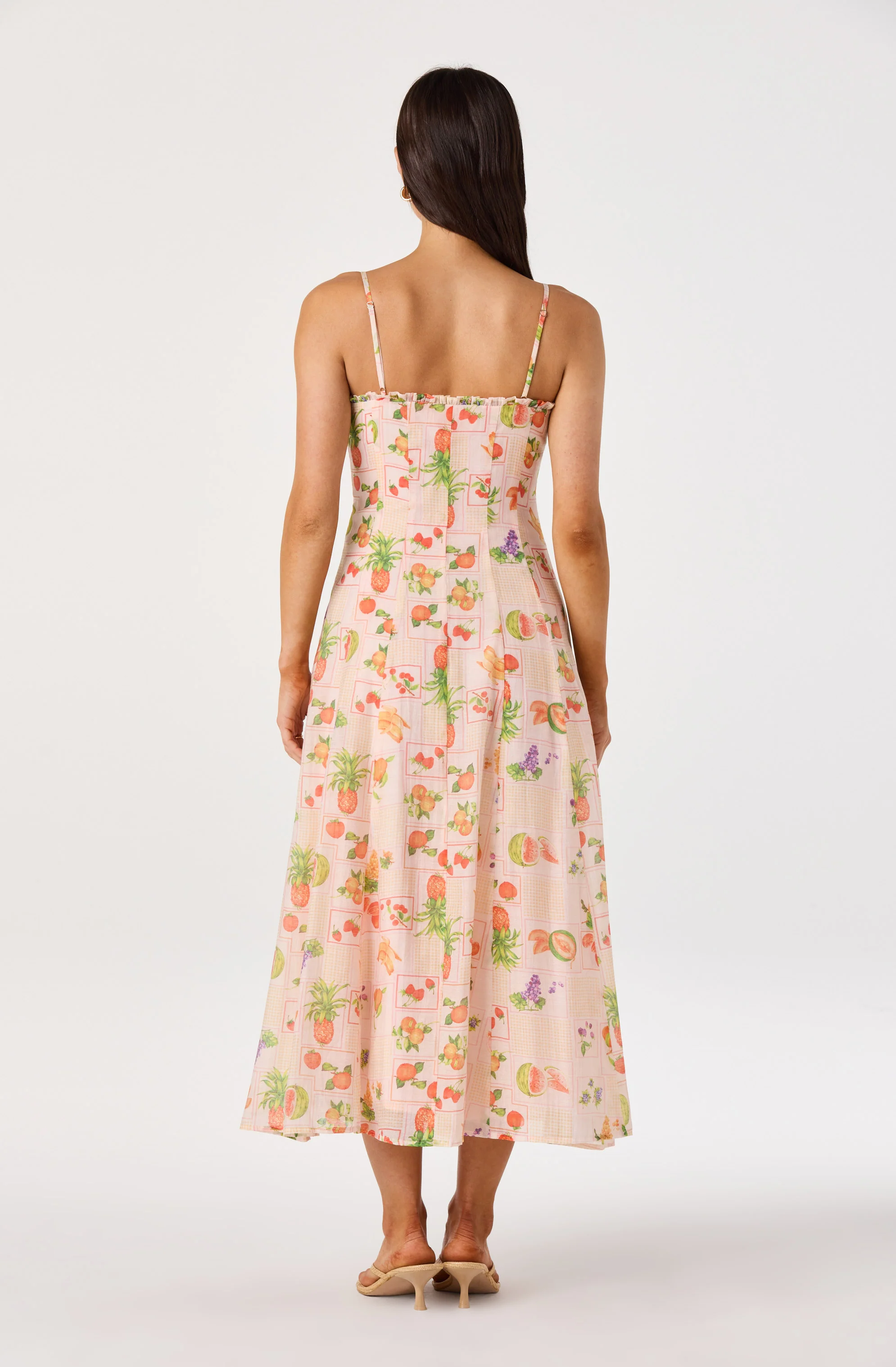 Jaylynn Ruffle Sweetheart Linen Midi Dress - Image 9