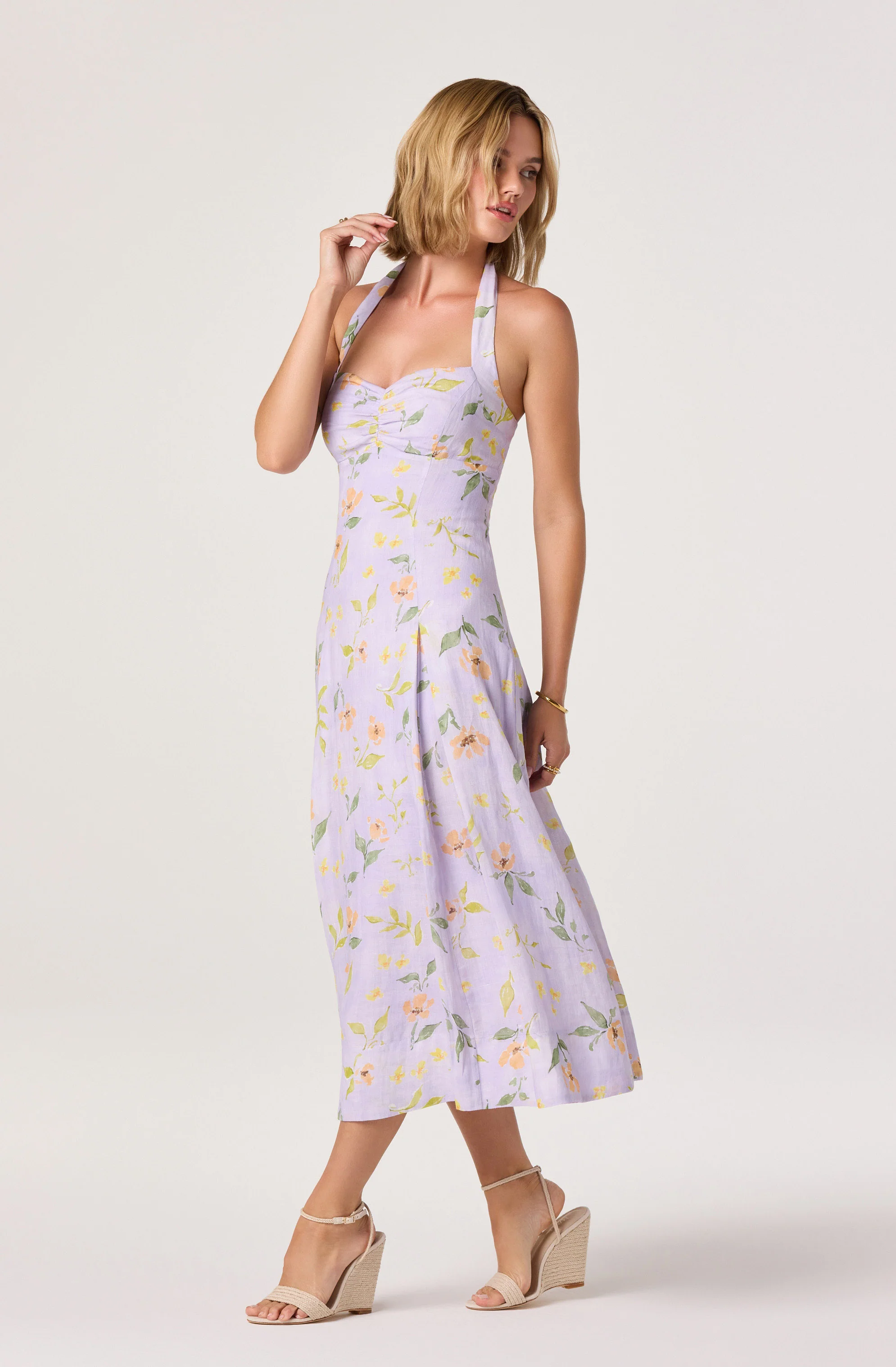 Jesenia Halter Floral Midi Dress - Image 3