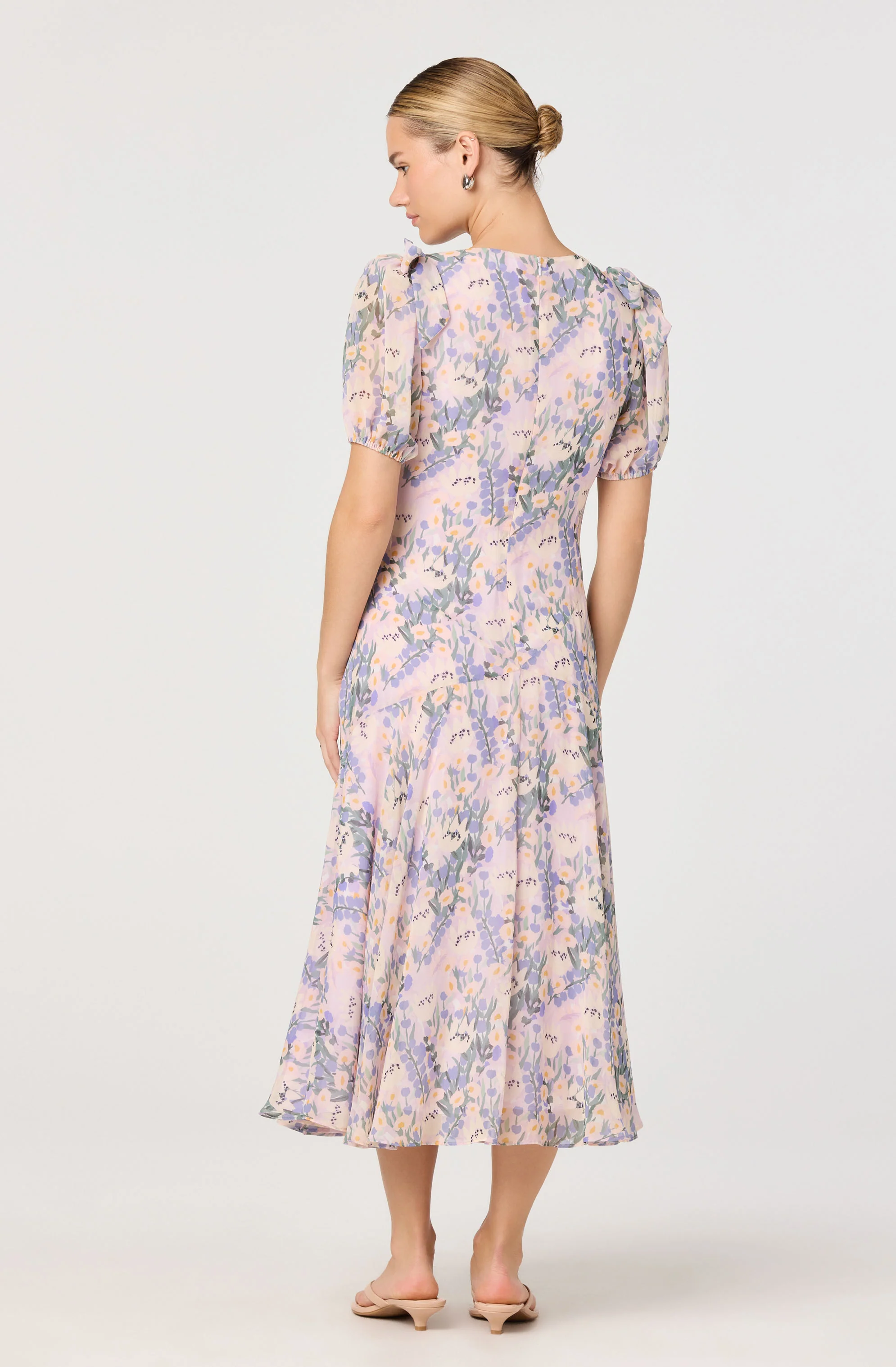 Jessenia Floral Puff Sleeve Midi Dress - Image 3